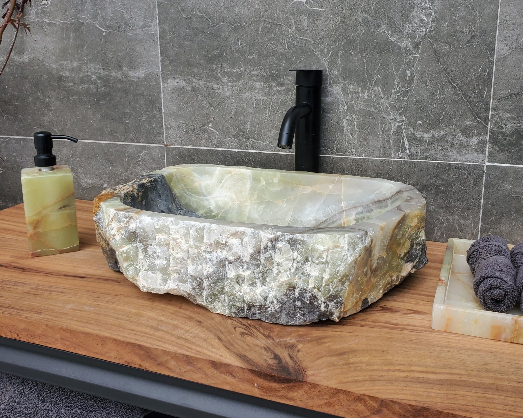 S29_32 Onyx Stone Vessel Bathroom Sink