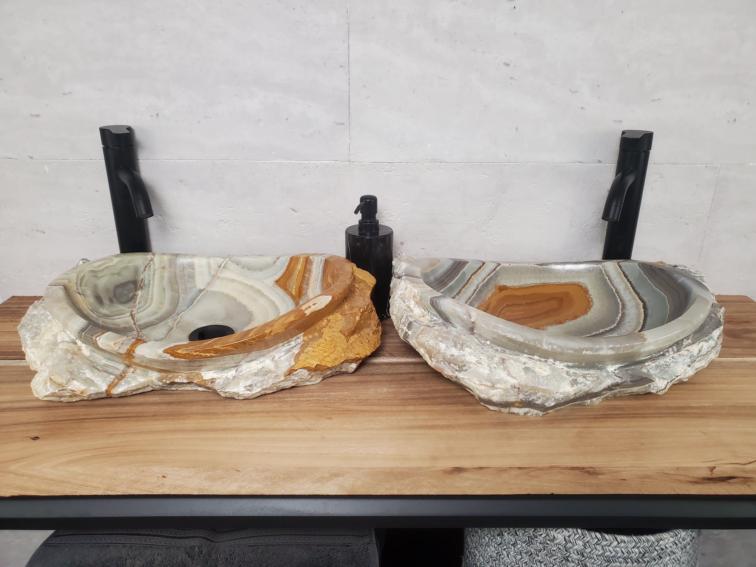 SET1039 Onyx Stone Vessel Bathroom Sink (Set of Two)
