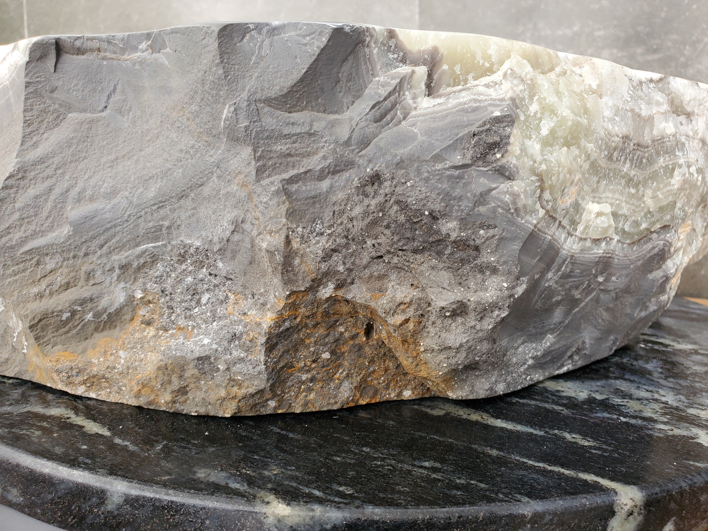 S30_34 Onyx Stone Vessel Bathroom Sink - 17.5 x 16.5 inch