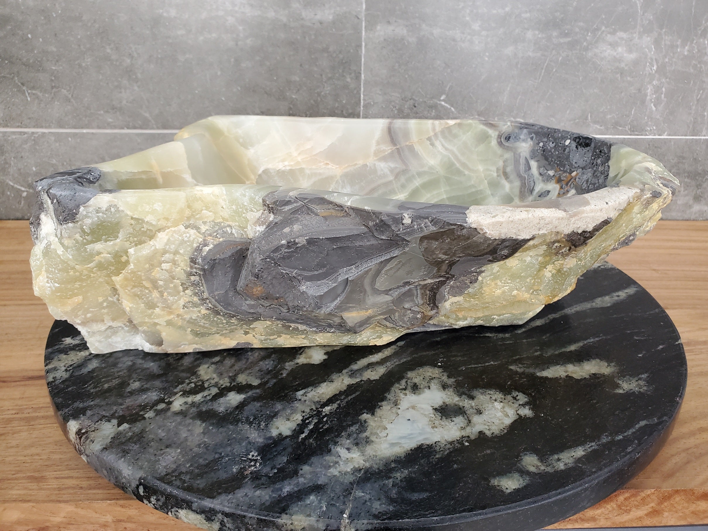 S31_25 Onyx Stone Vessel Bathroom Sink - 16 x 11.5 inch
