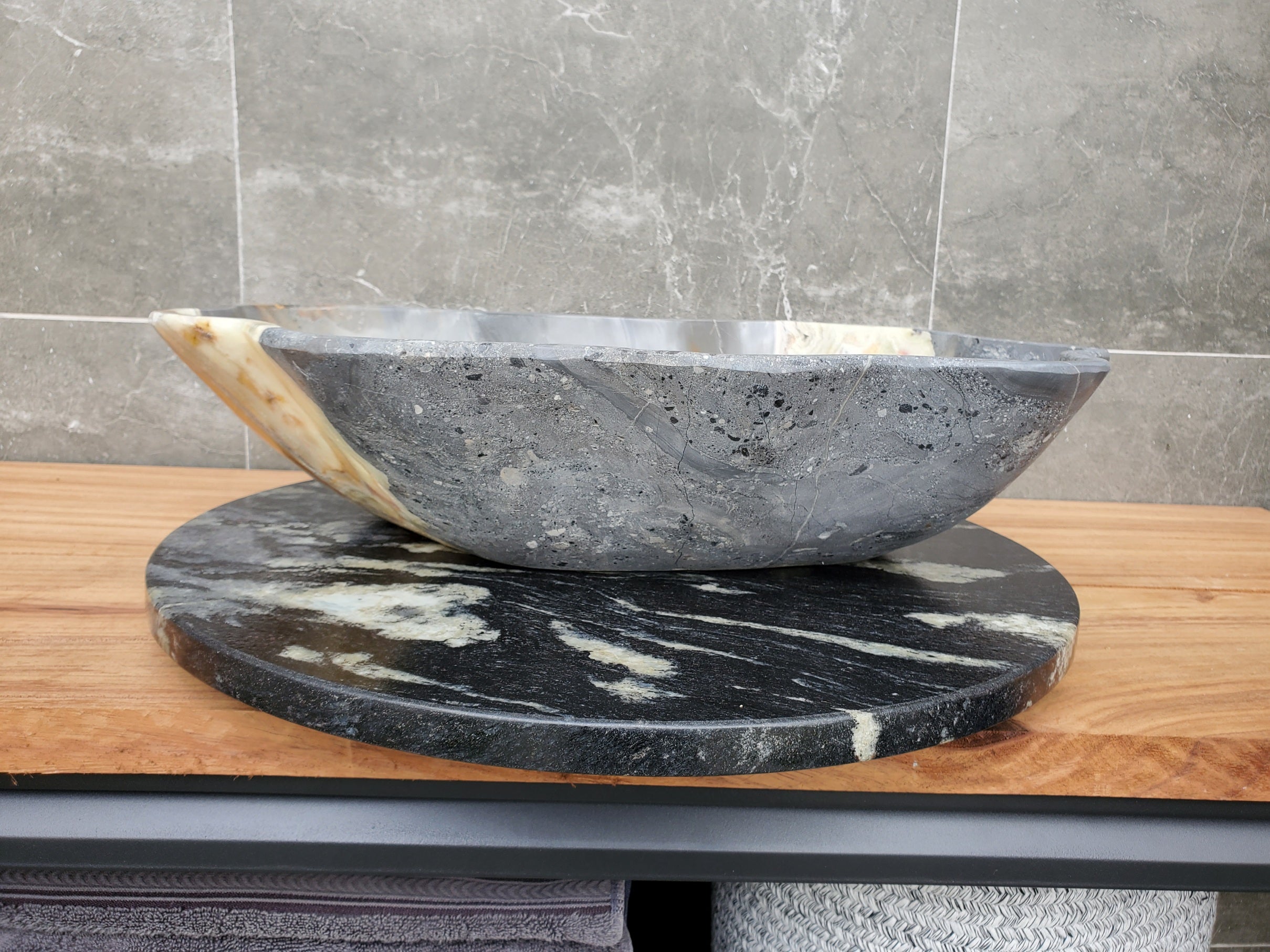 S30_33 Onyx Stone Vessel Bathroom Sink - 20.5 x 16 inch