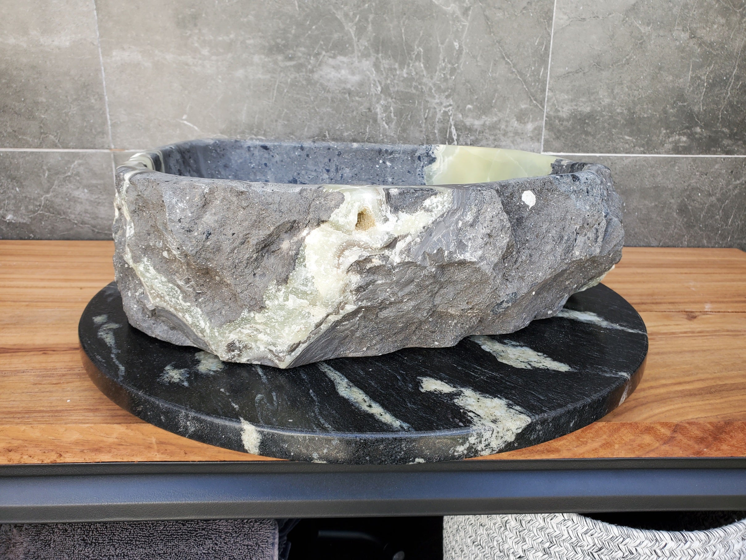 S30_23 Onyx Stone Vessel Bathroom Sink - 17.5 x 14 inch
