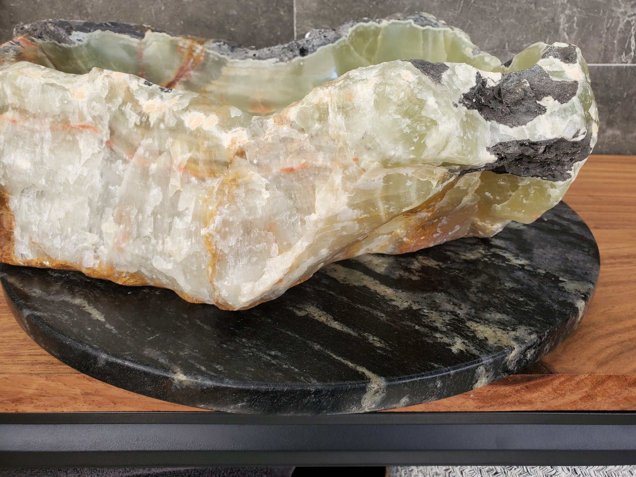 S31_17 Onyx Stone Vessel Bathroom Sink - 17.5 x 14 inch