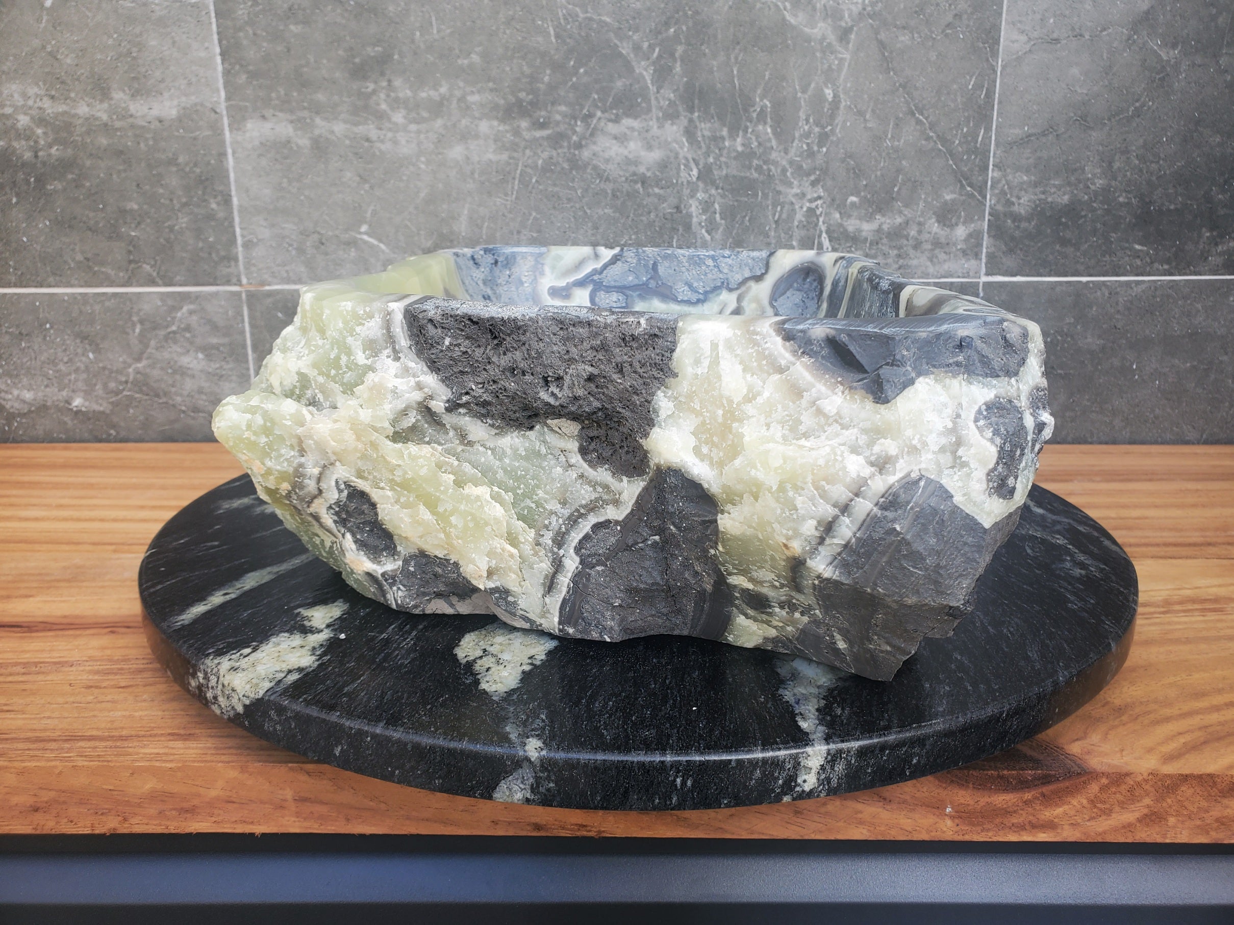 S30_21 Onyx Stone Vessel Bathroom Sink - 16.5 x 11 inch