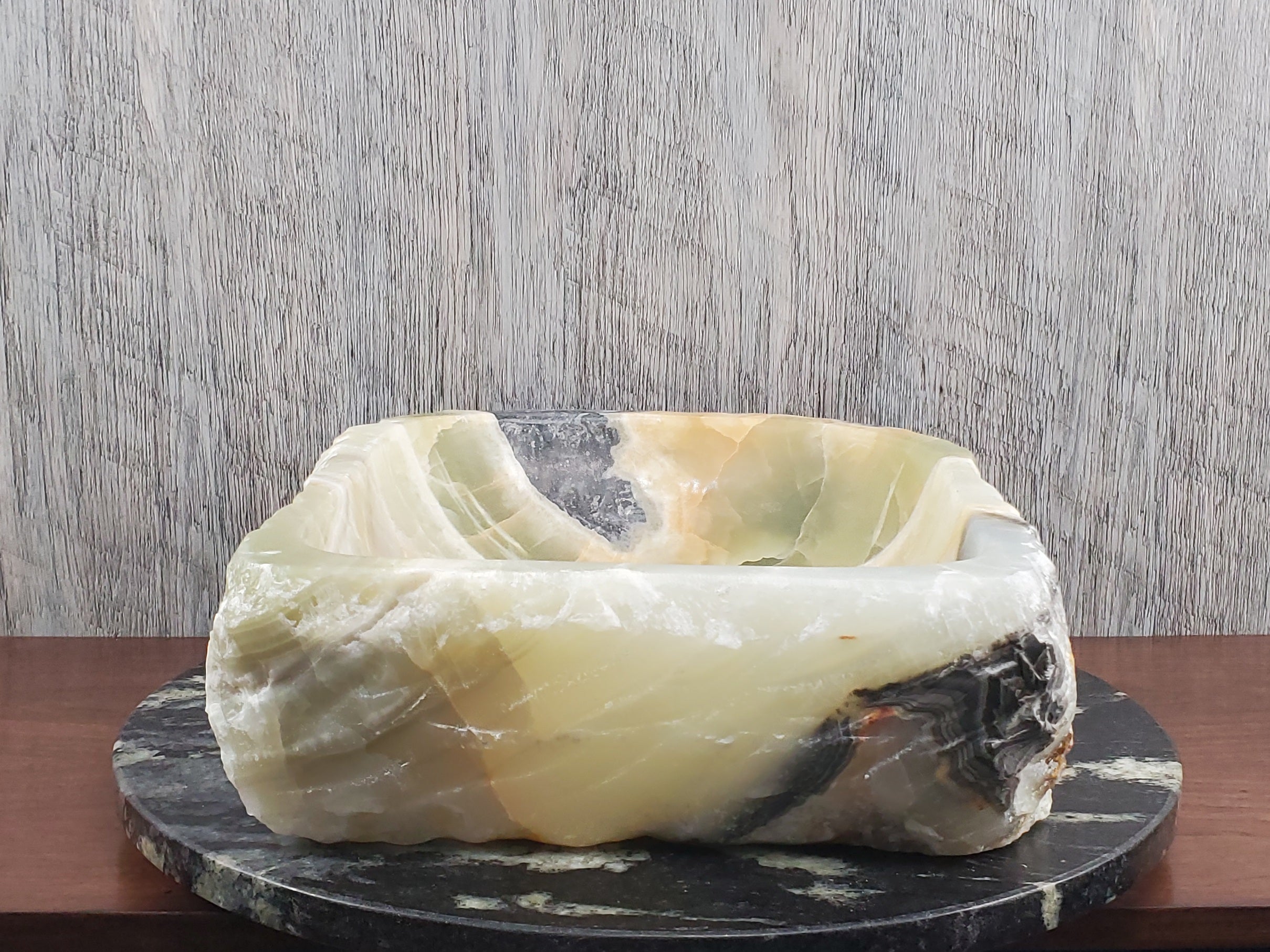 S24_14 Green Onyx Stone Vessel Bathroom Sink - 17 x 13 inch