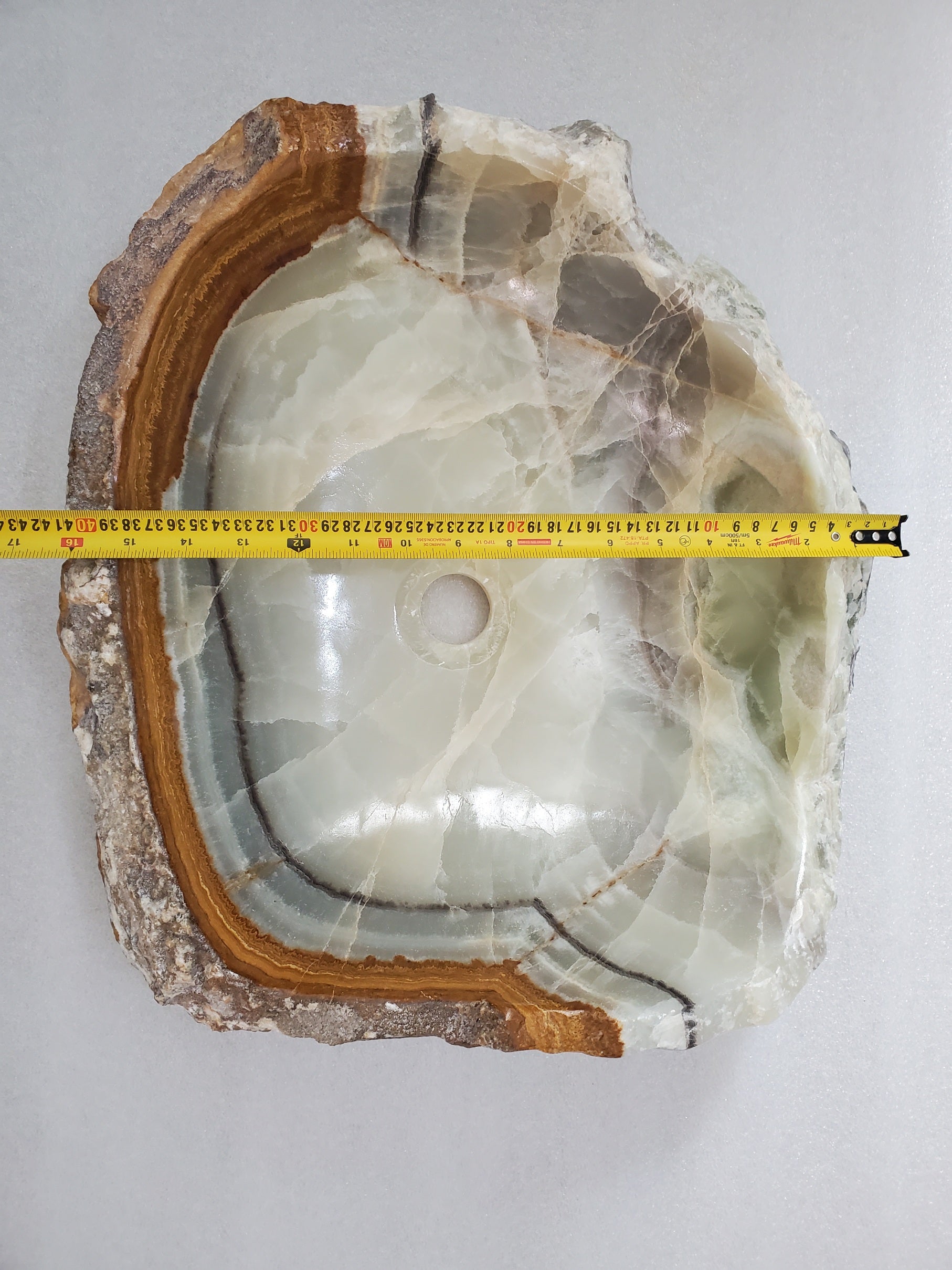 S24_17 Green Onyx Stone Vessel Bathroom Sink