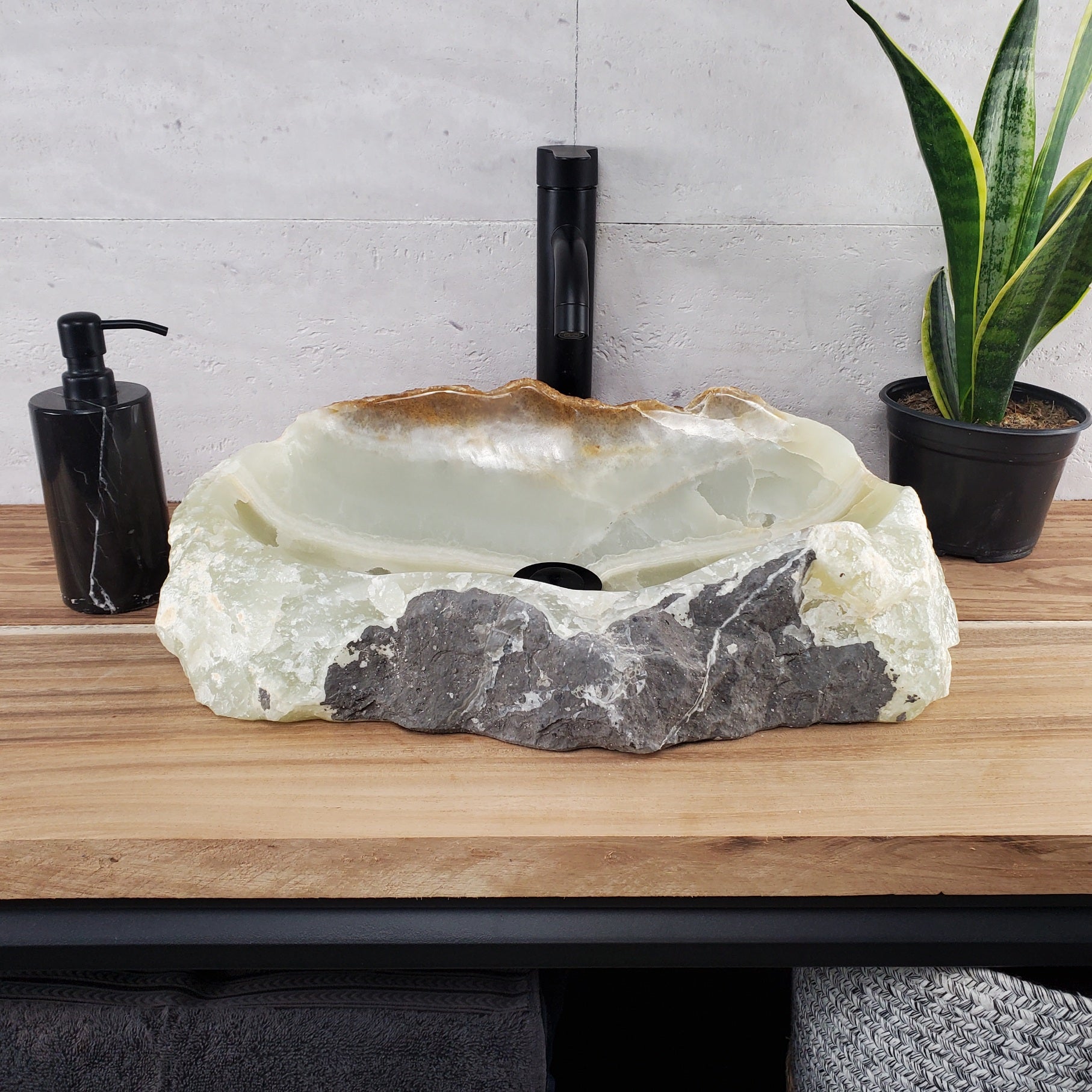 S28_16 Onyx Stone Vessel Bathroom Sink