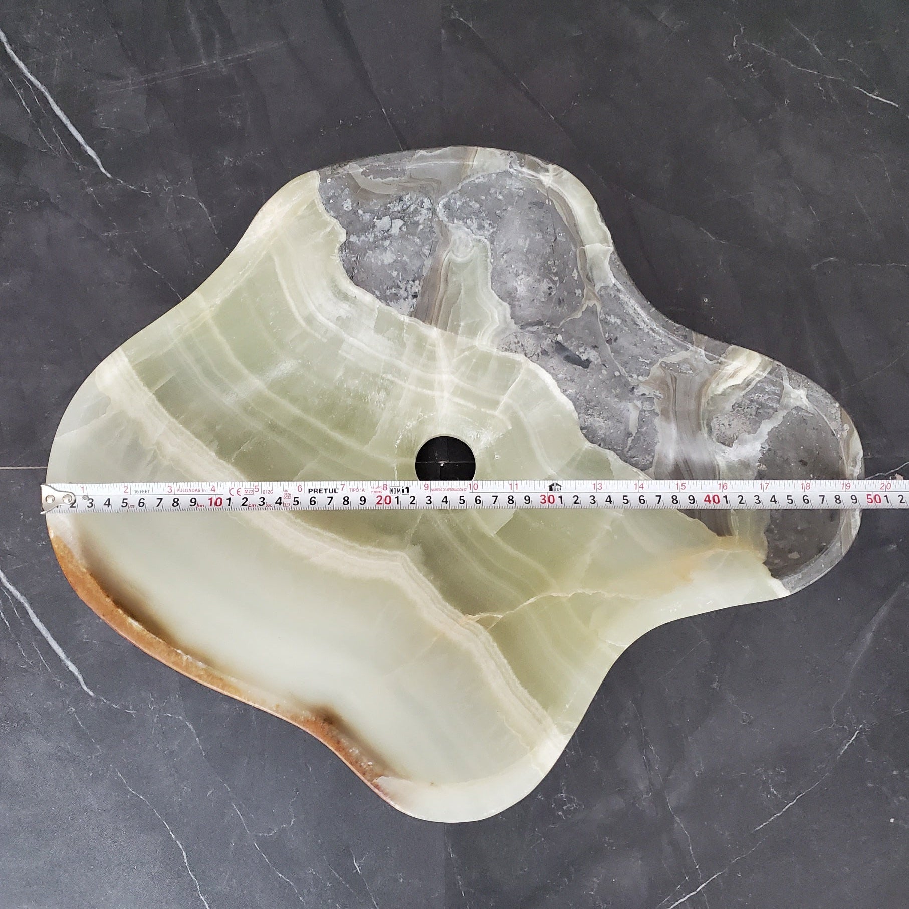 S28_07 Onyx Stone Vessel Bathroom Sink - 19.5 x 16 inch