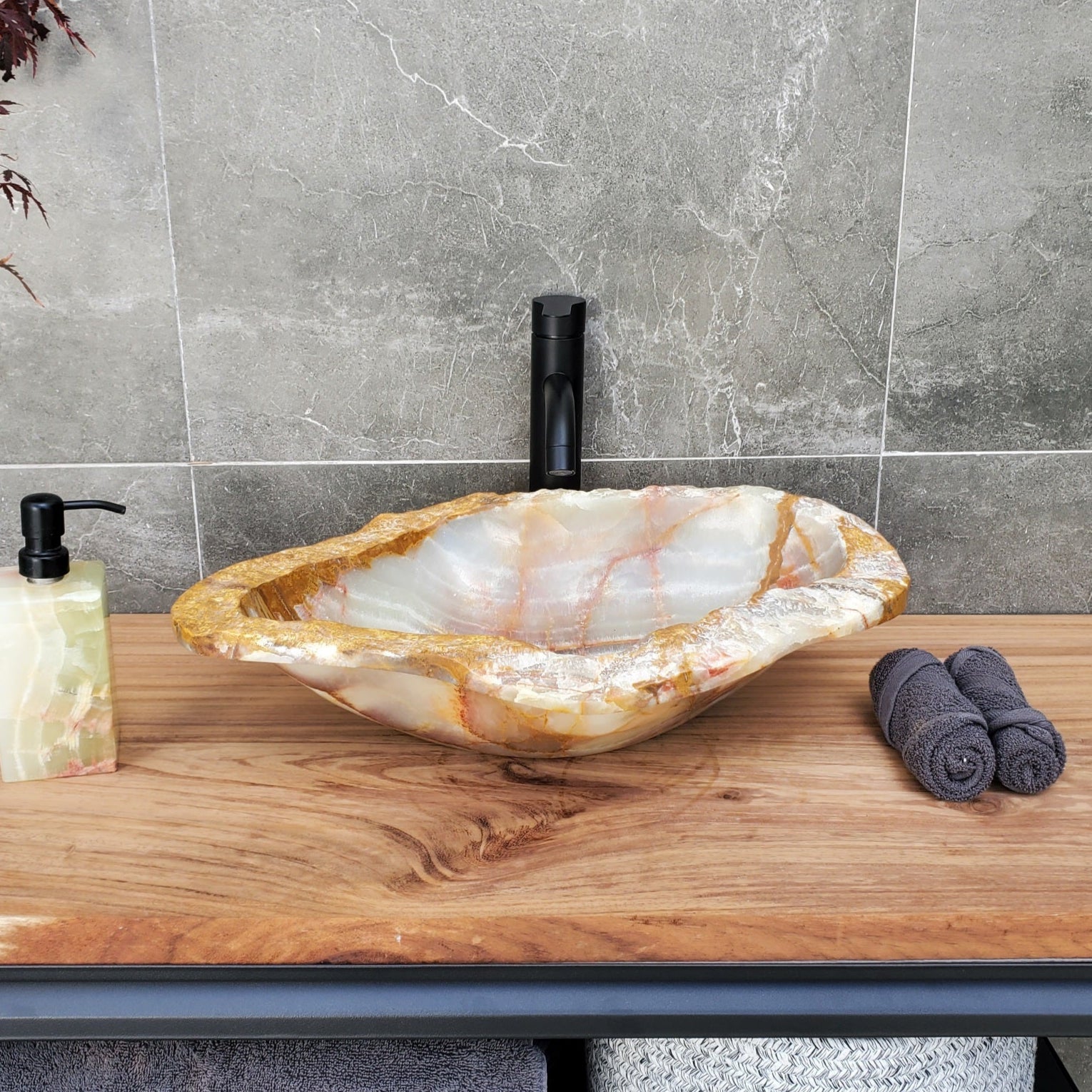 S29_16 Onyx Stone Vessel Bathroom Sink