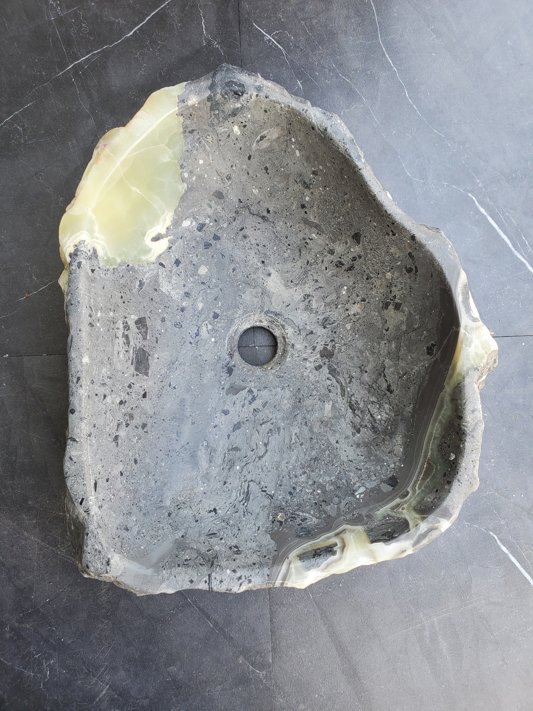 S30_23 Onyx Stone Vessel Bathroom Sink - 17.5 x 14 inch