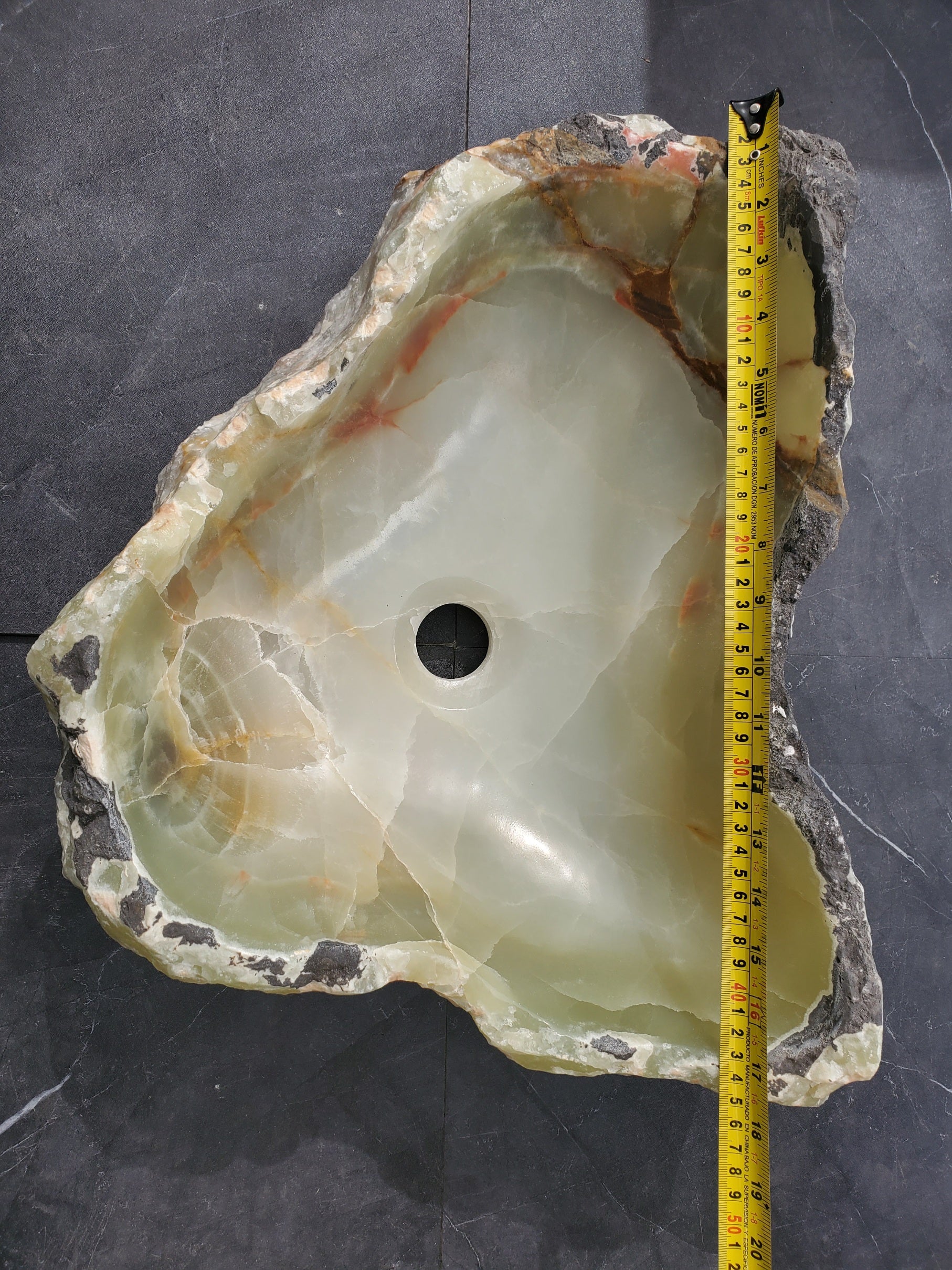 S31_17 Onyx Stone Vessel Bathroom Sink - 17.5 x 14 inch