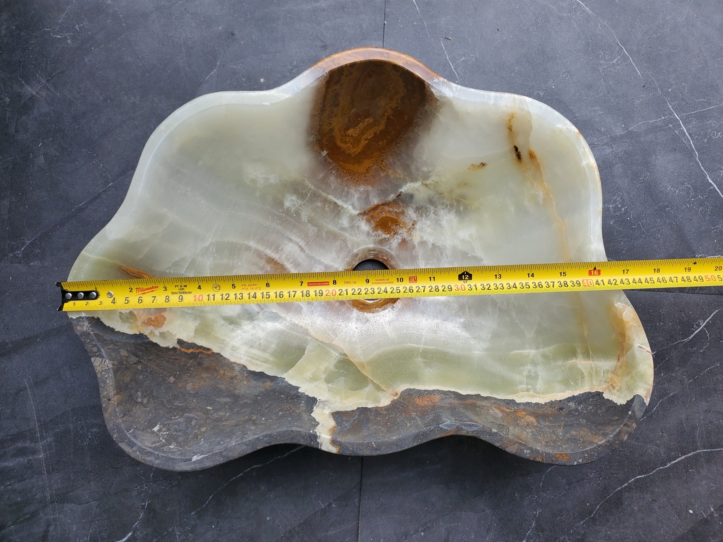 S30_17 Onyx Stone Vessel Bathroom Sink - 17 x 12 inch