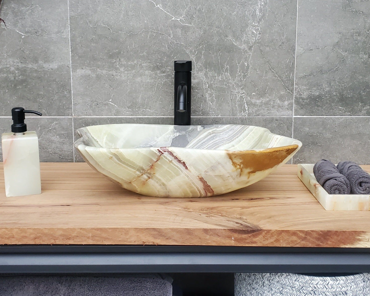 S30_03 Onyx Stone Vessel Bathroom Sink