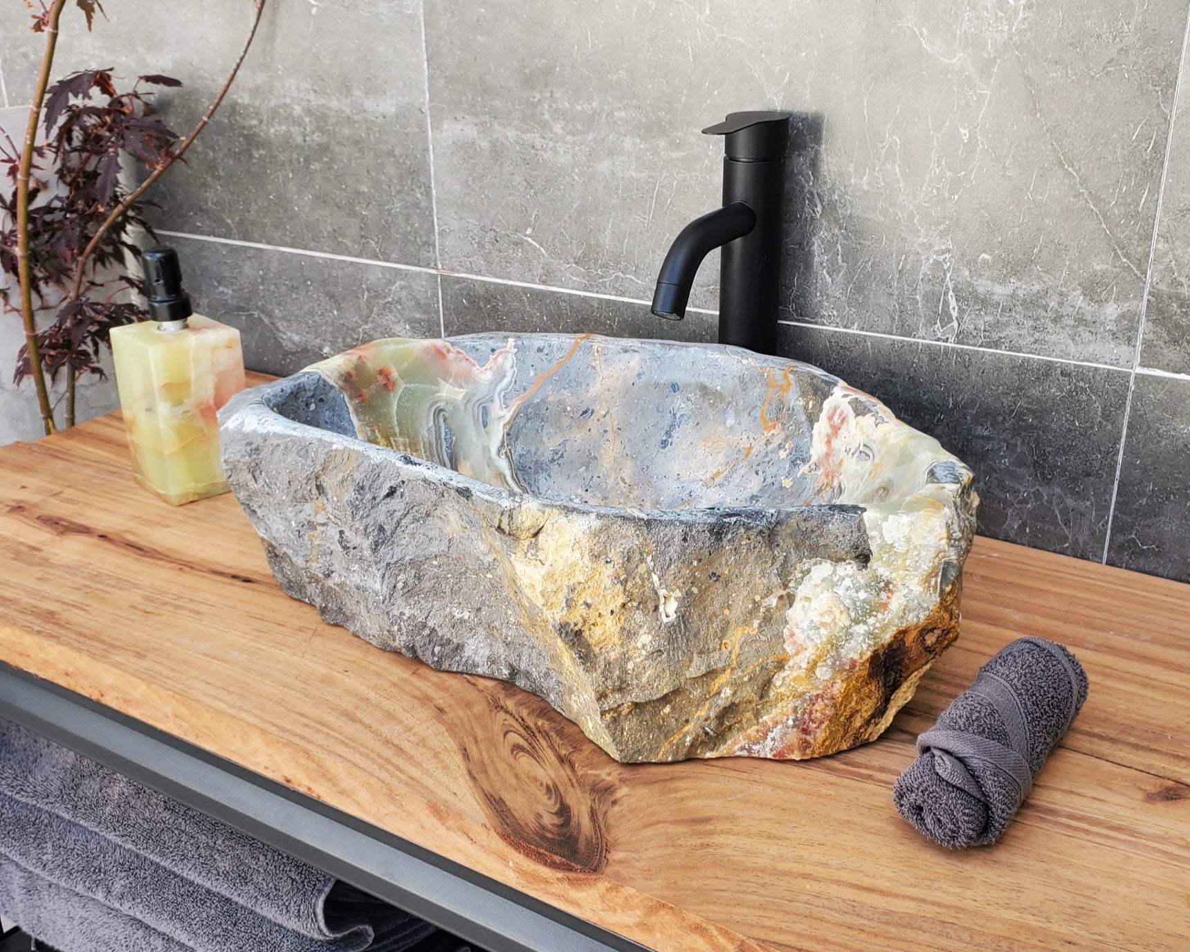 S30_22 Onyx Stone Vessel Bathroom Sink