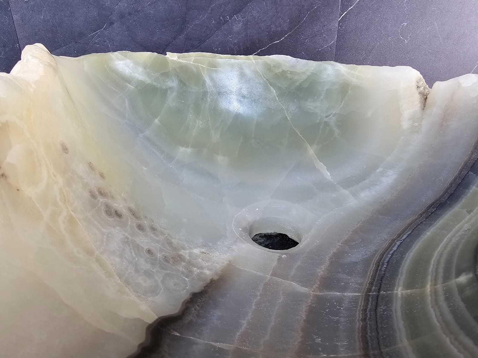 S29_03 Onyx Stone Vessel Bathroom Sink - 18 x 14.5 inch