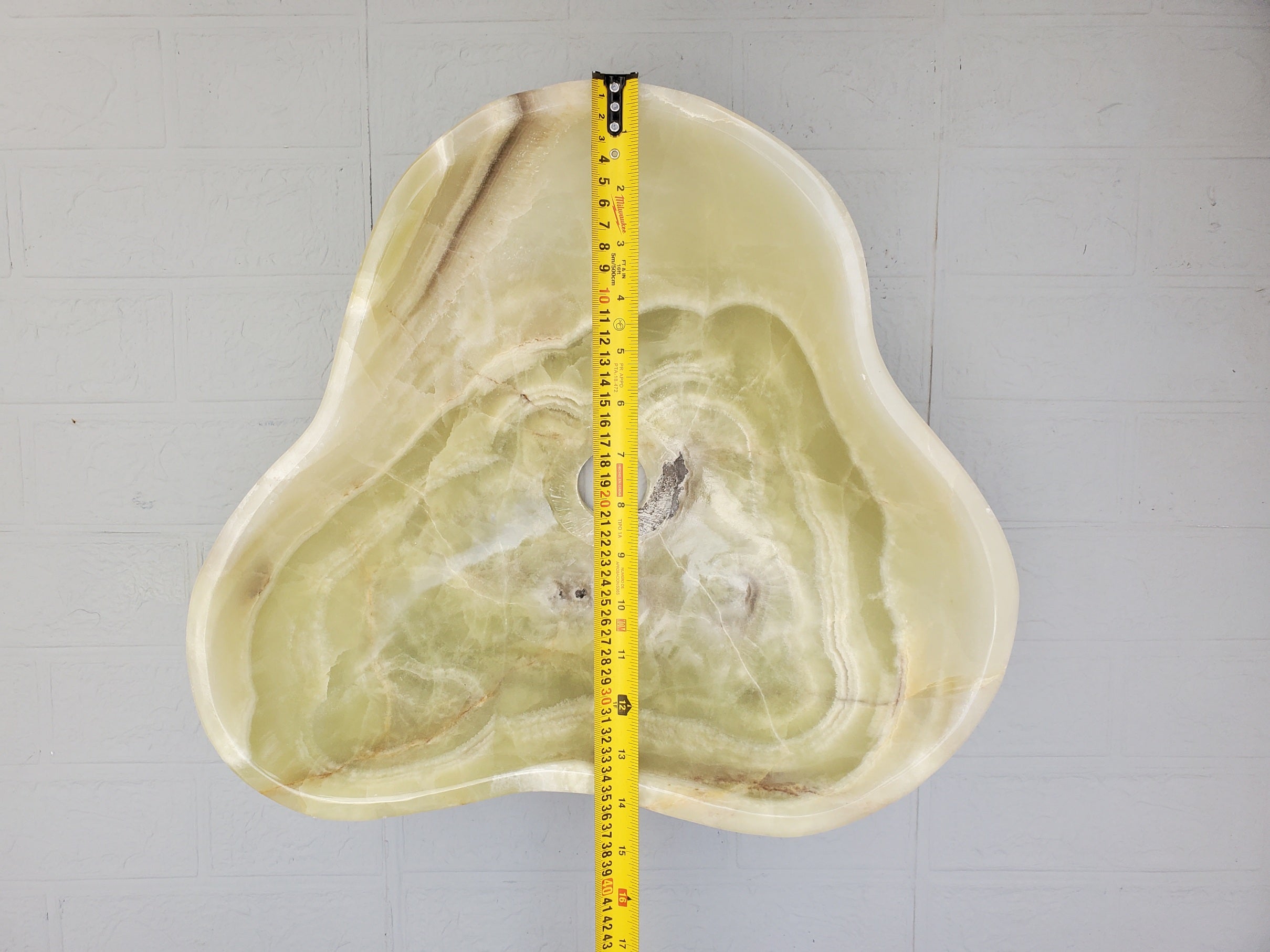 S23_17 Green and Beige Onyx Stone Vessel Bathroom Sink