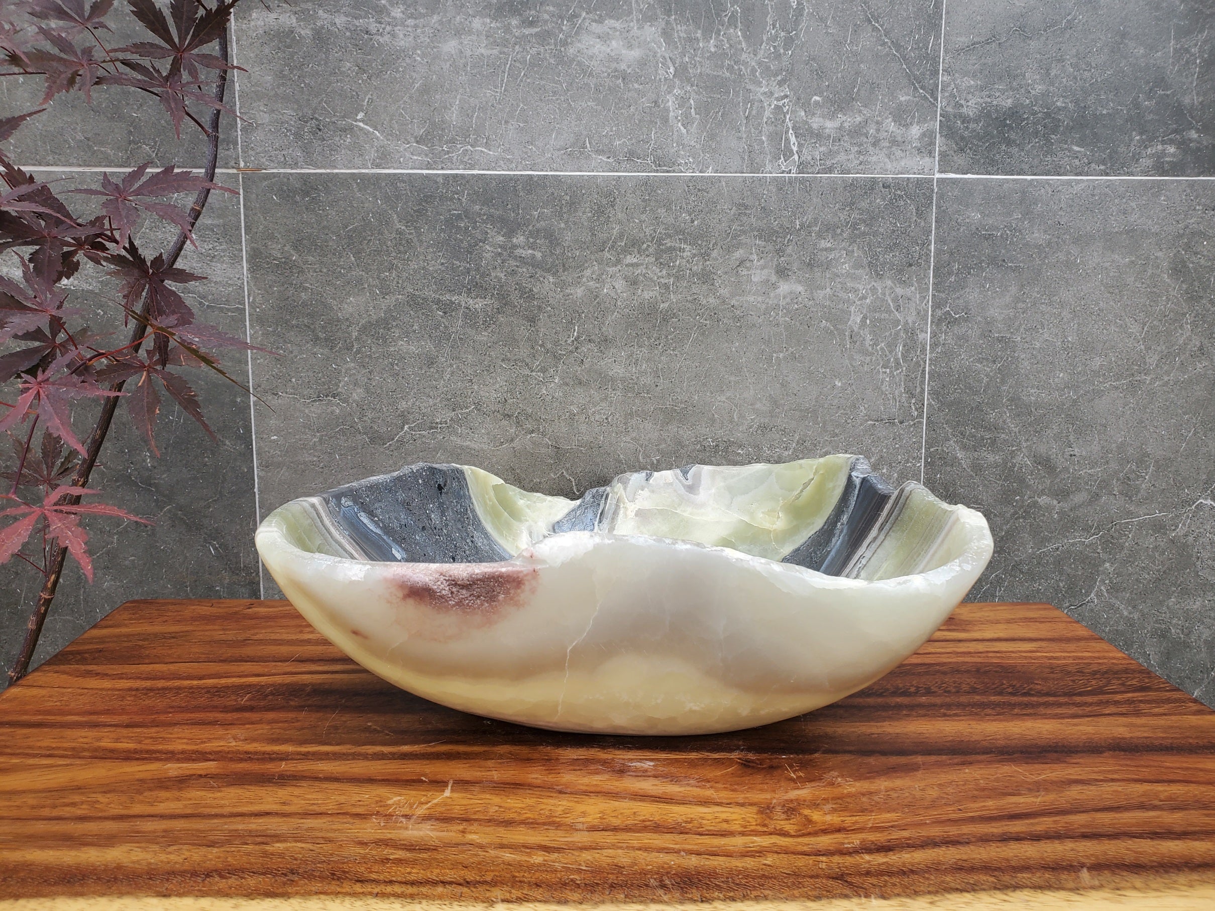 S22_21 Onyx Stone Vessel Bathroom Sink - 16 x 14 inch