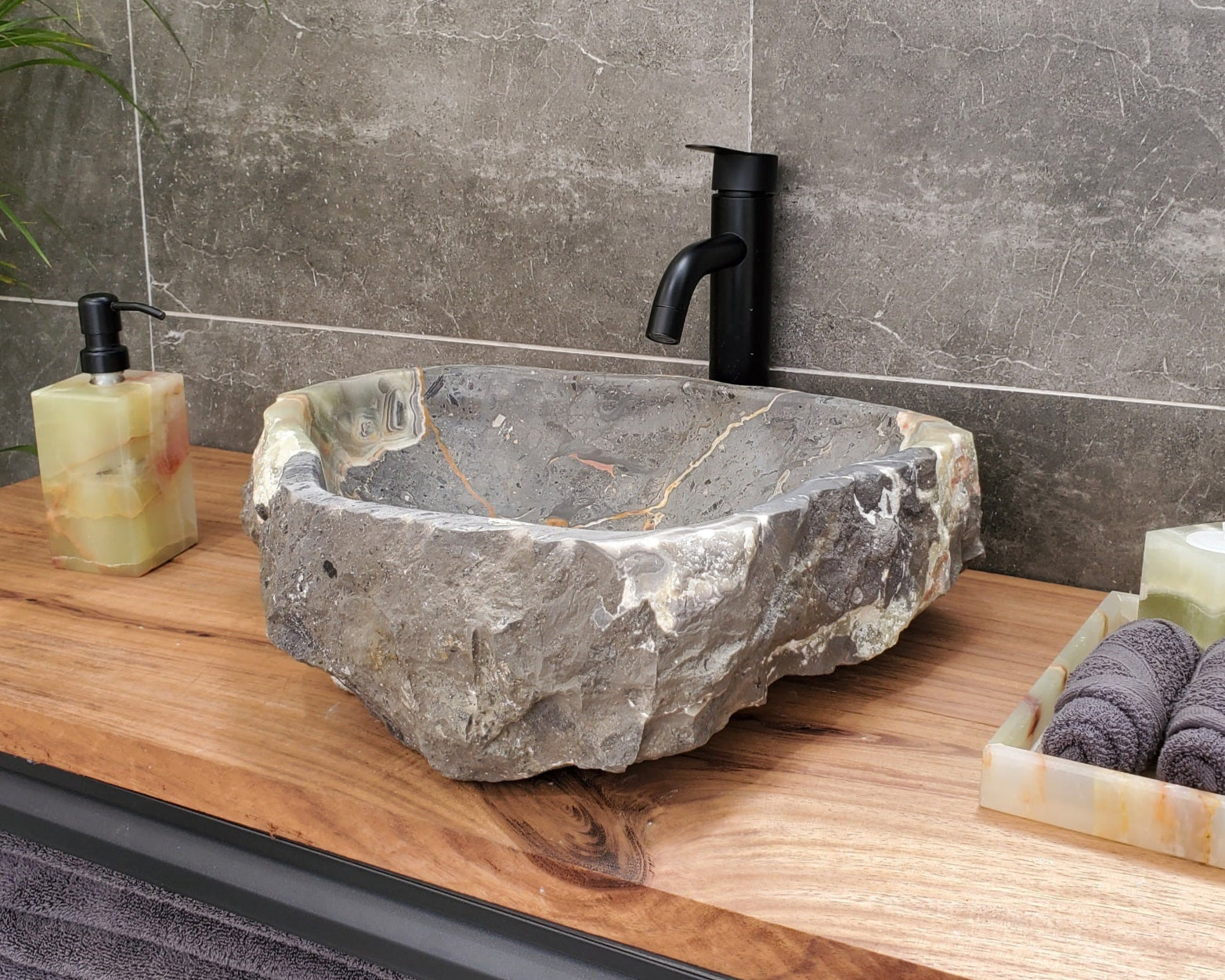 S30_38 Onyx Stone Vessel Bathroom Sink