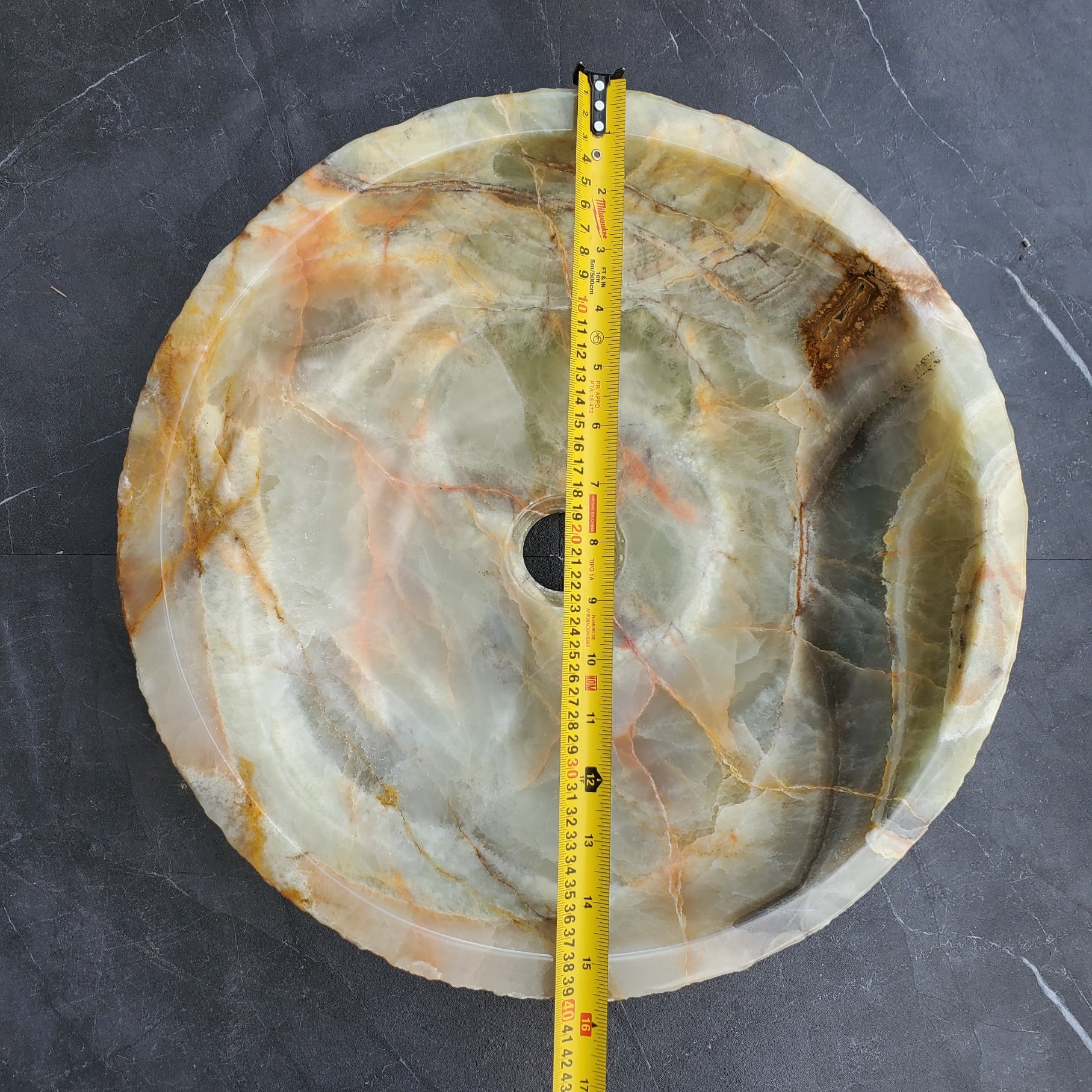 S29_29 Onyx Stone Vessel Bathroom Sink - 15 x 15 inch