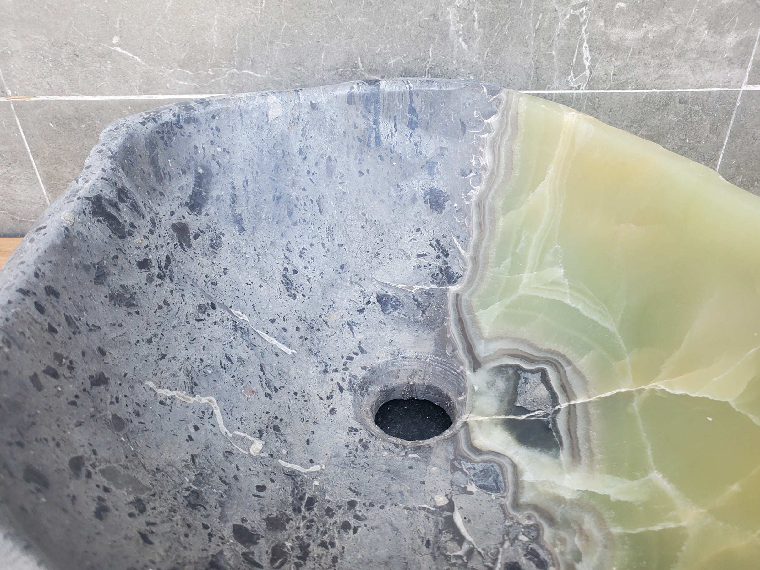 S30_20 Onyx Stone Vessel Bathroom Sink - 16.5 x 13 inch