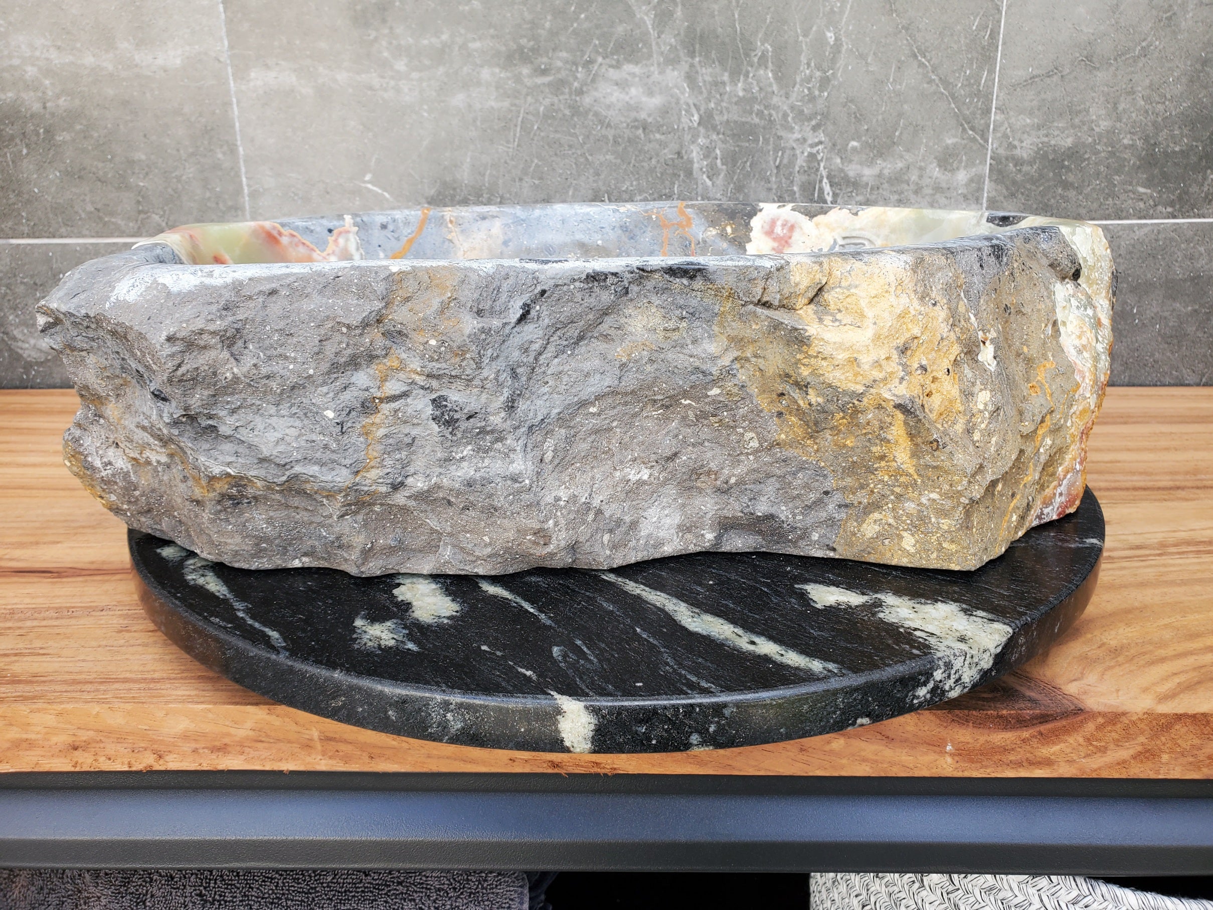 S30_22 Onyx Stone Vessel Bathroom Sink