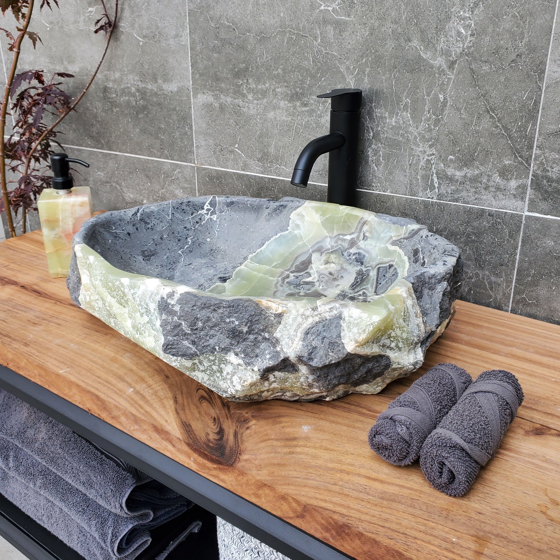 S30_27 Onyx Stone Vessel Bathroom Sink