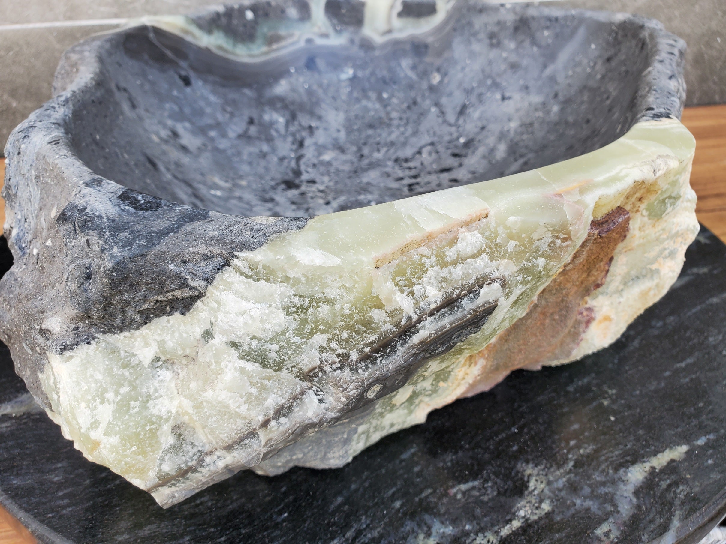 S30_23 Onyx Stone Vessel Bathroom Sink - 17.5 x 14 inch
