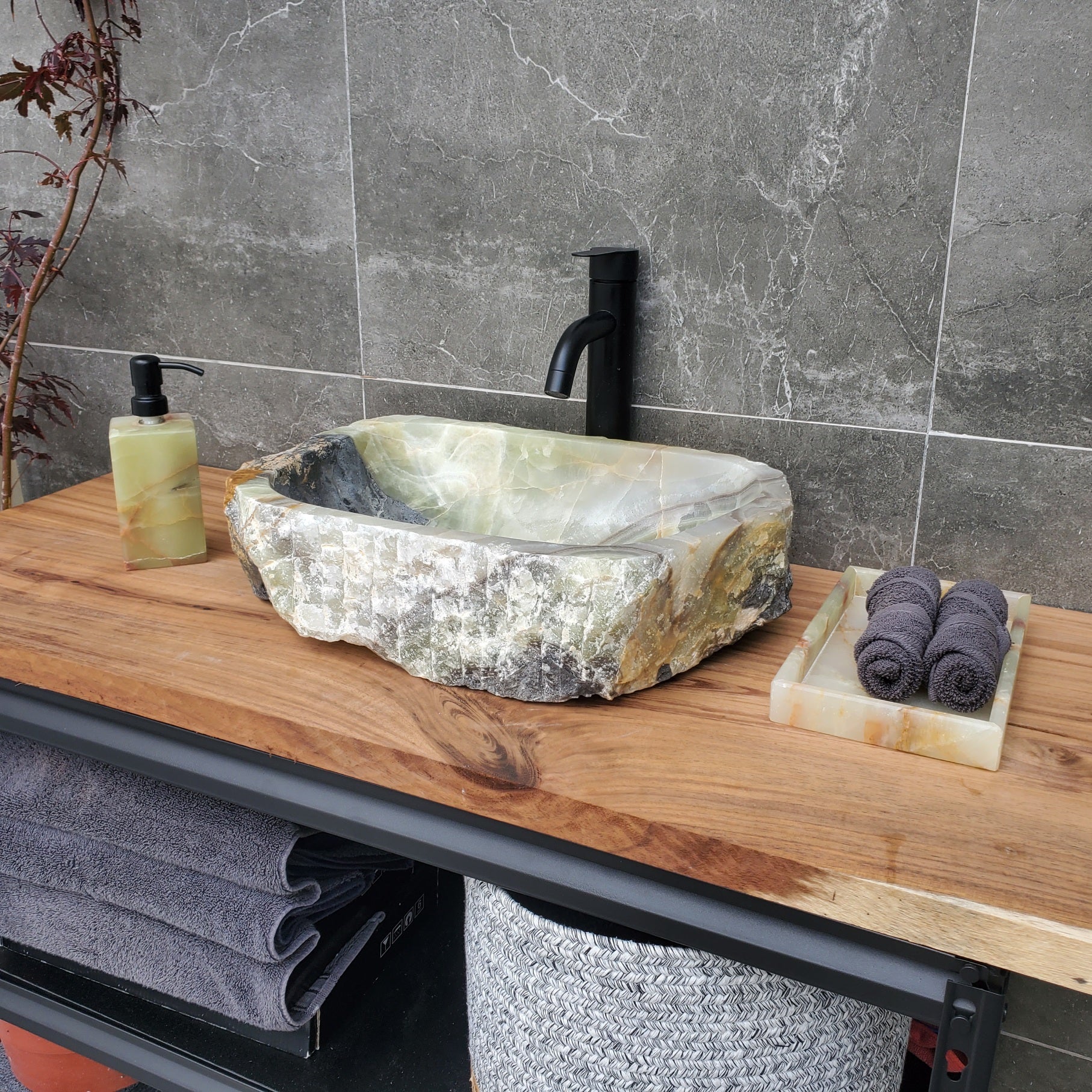 S29_32 Onyx Stone Vessel Bathroom Sink