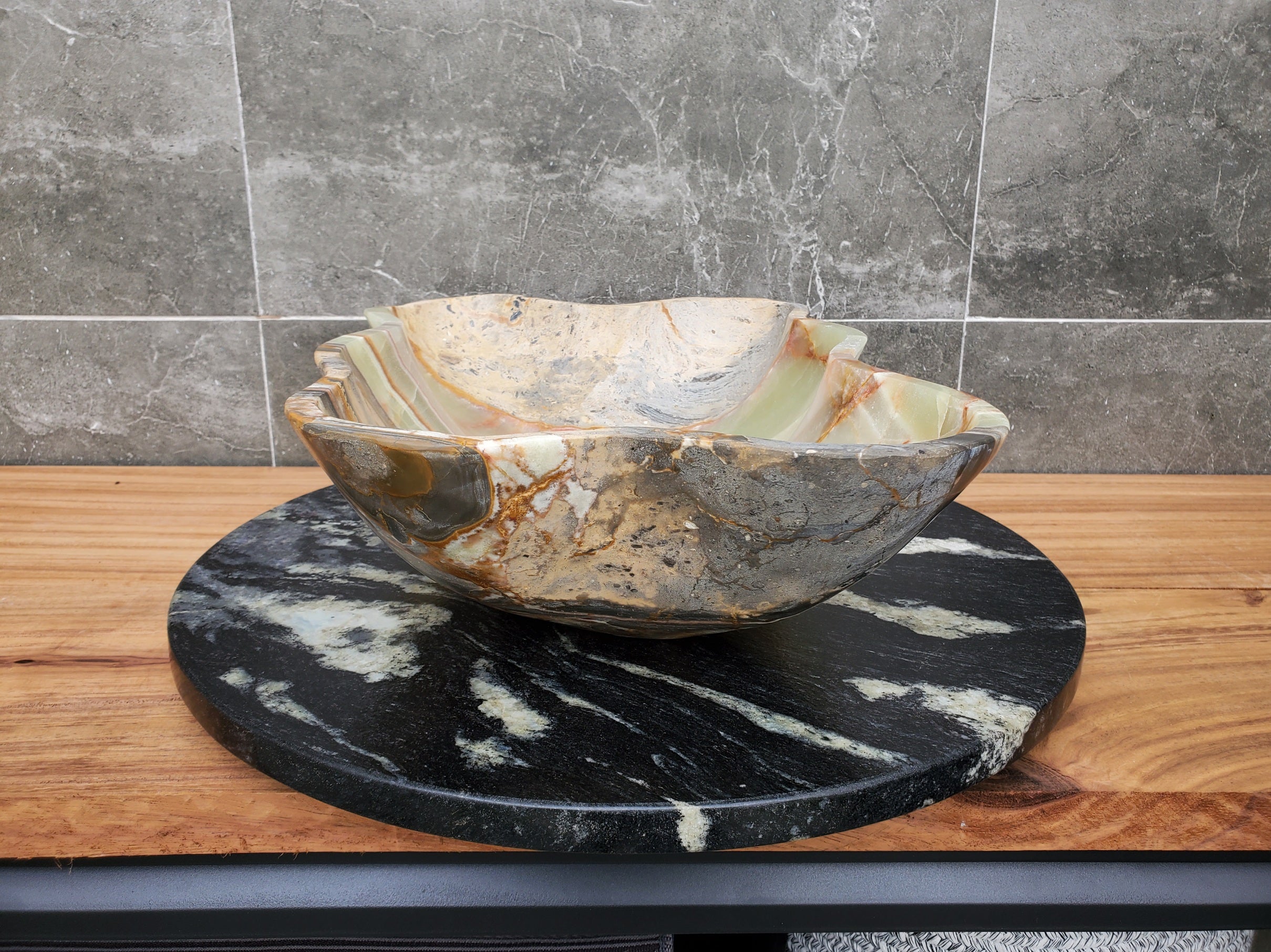 S30_31 Onyx Stone Vessel Bathroom Sink - 18.5 x 12 inch