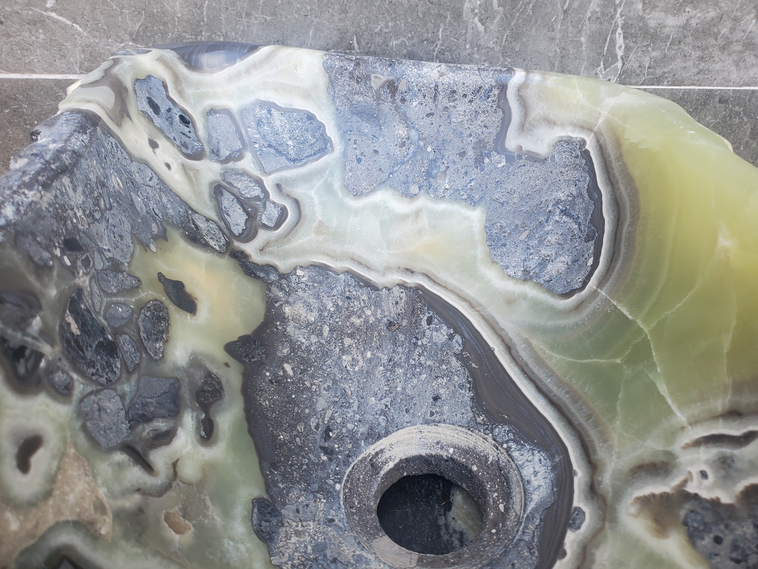 S30_21 Onyx Stone Vessel Bathroom Sink - 16.5 x 11 inch