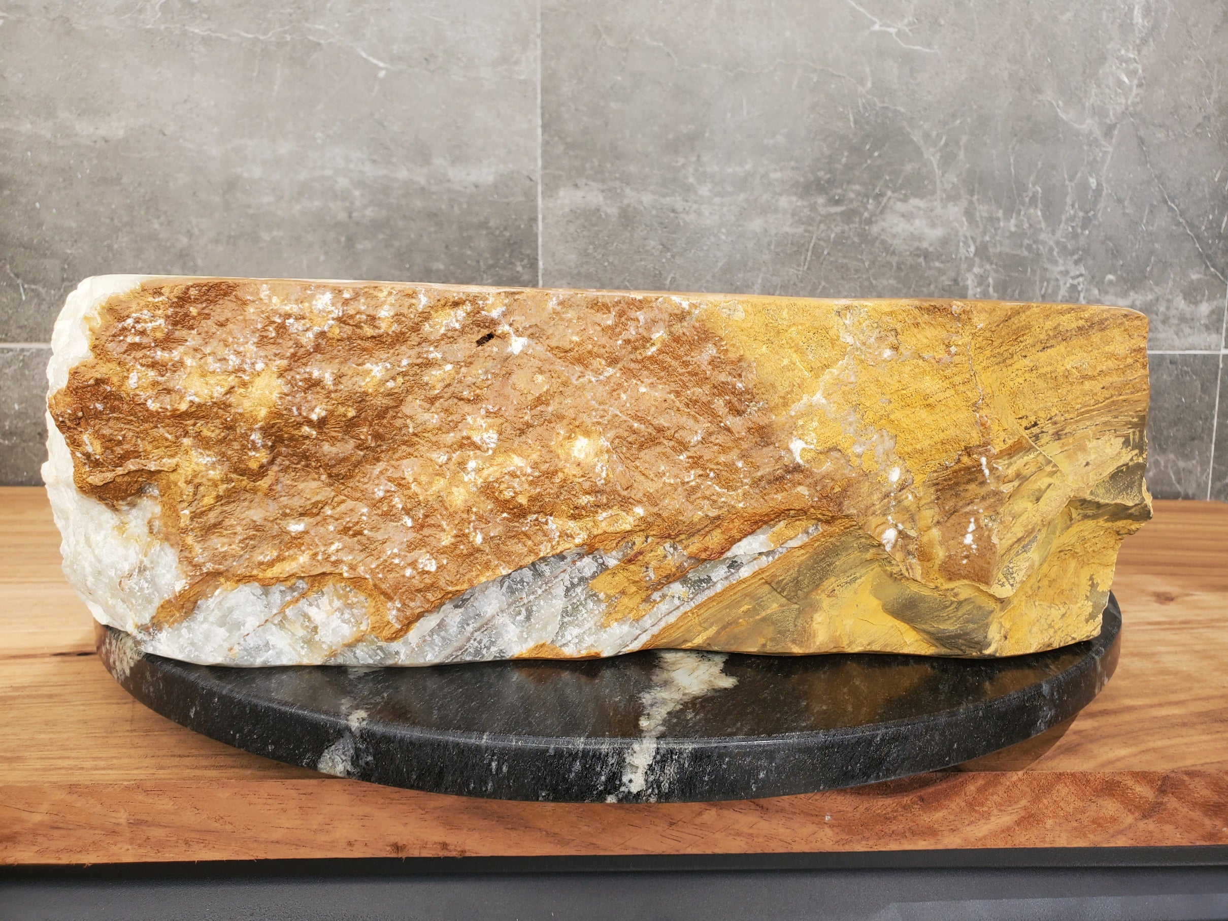 S30_34 Onyx Stone Vessel Bathroom Sink - 17.5 x 16.5 inch