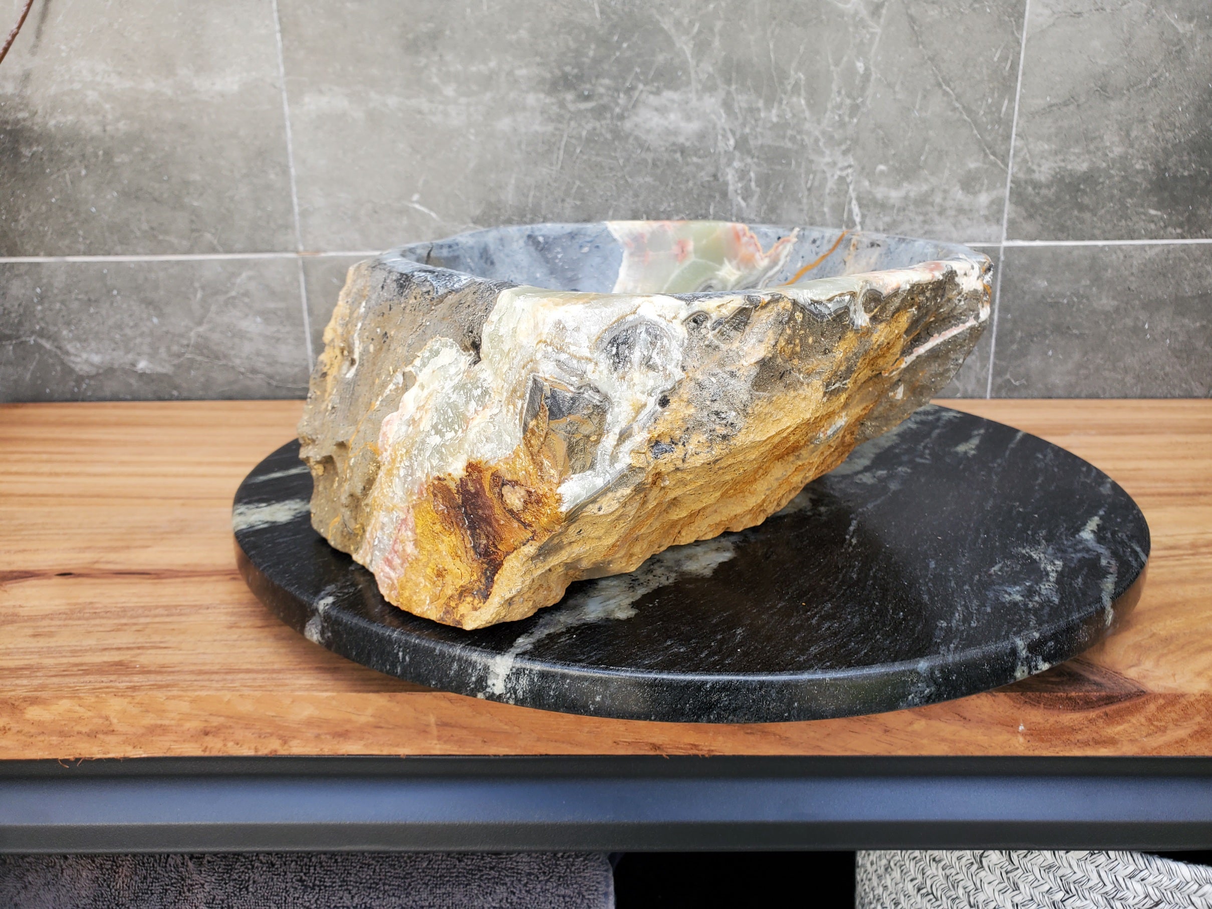 S30_22 Onyx Stone Vessel Bathroom Sink