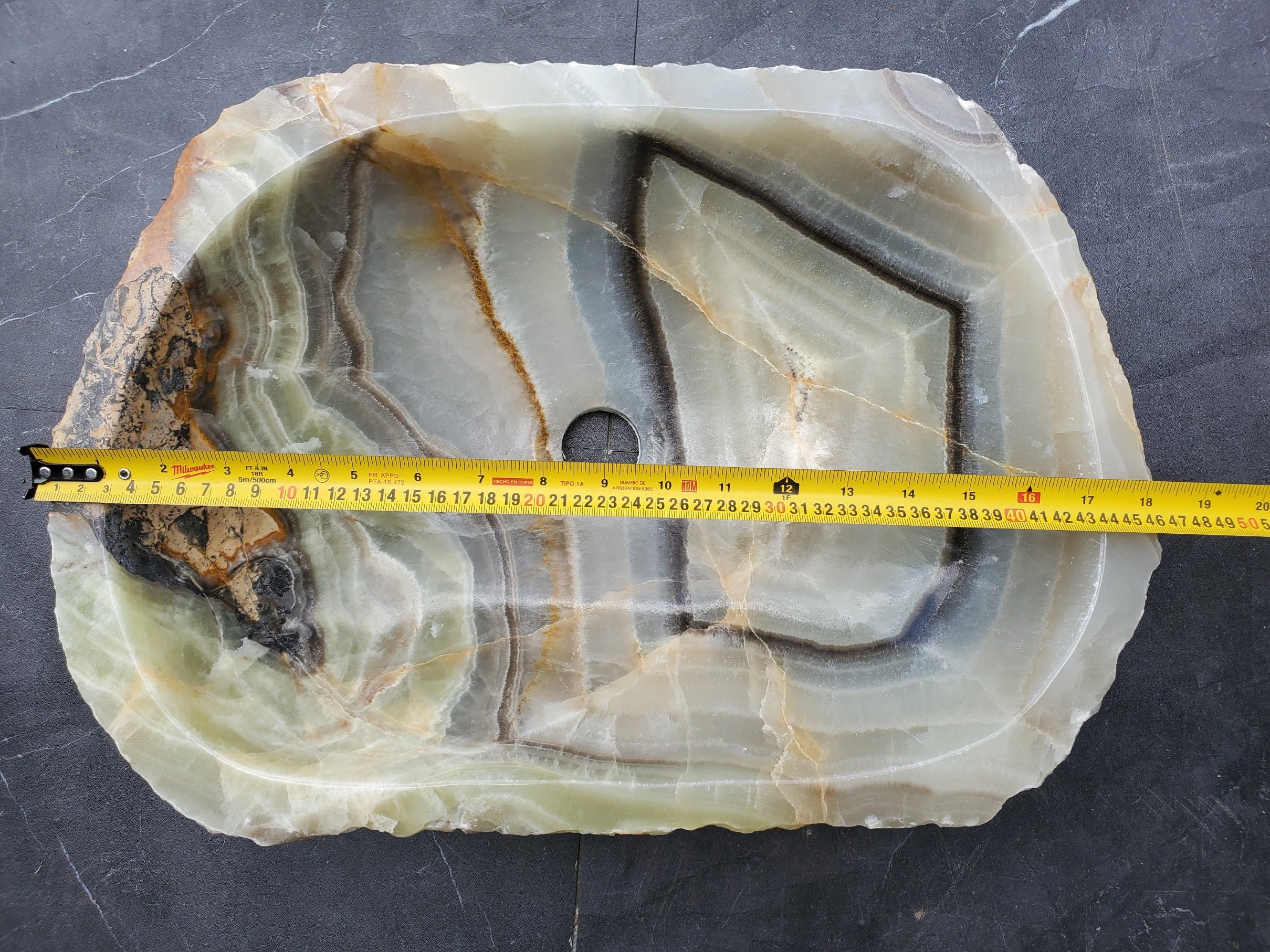 S29_33 Onyx Stone Vessel Bathroom Sink - 18 x 12.5 inch