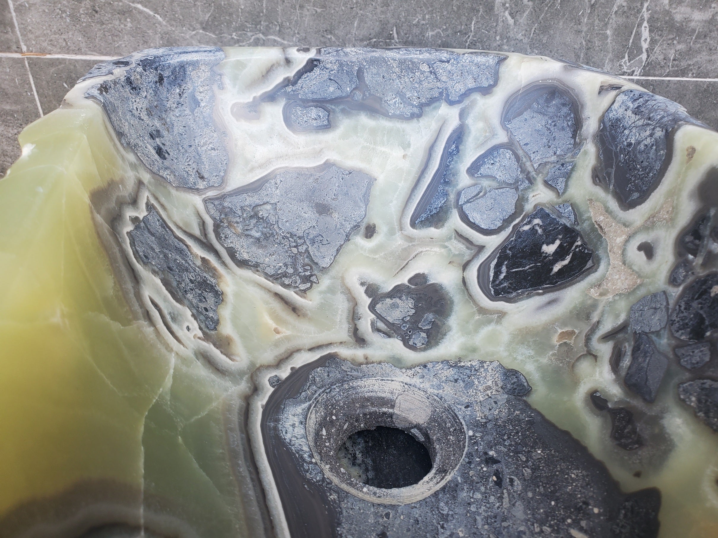 S30_21 Onyx Stone Vessel Bathroom Sink - 16.5 x 11 inch