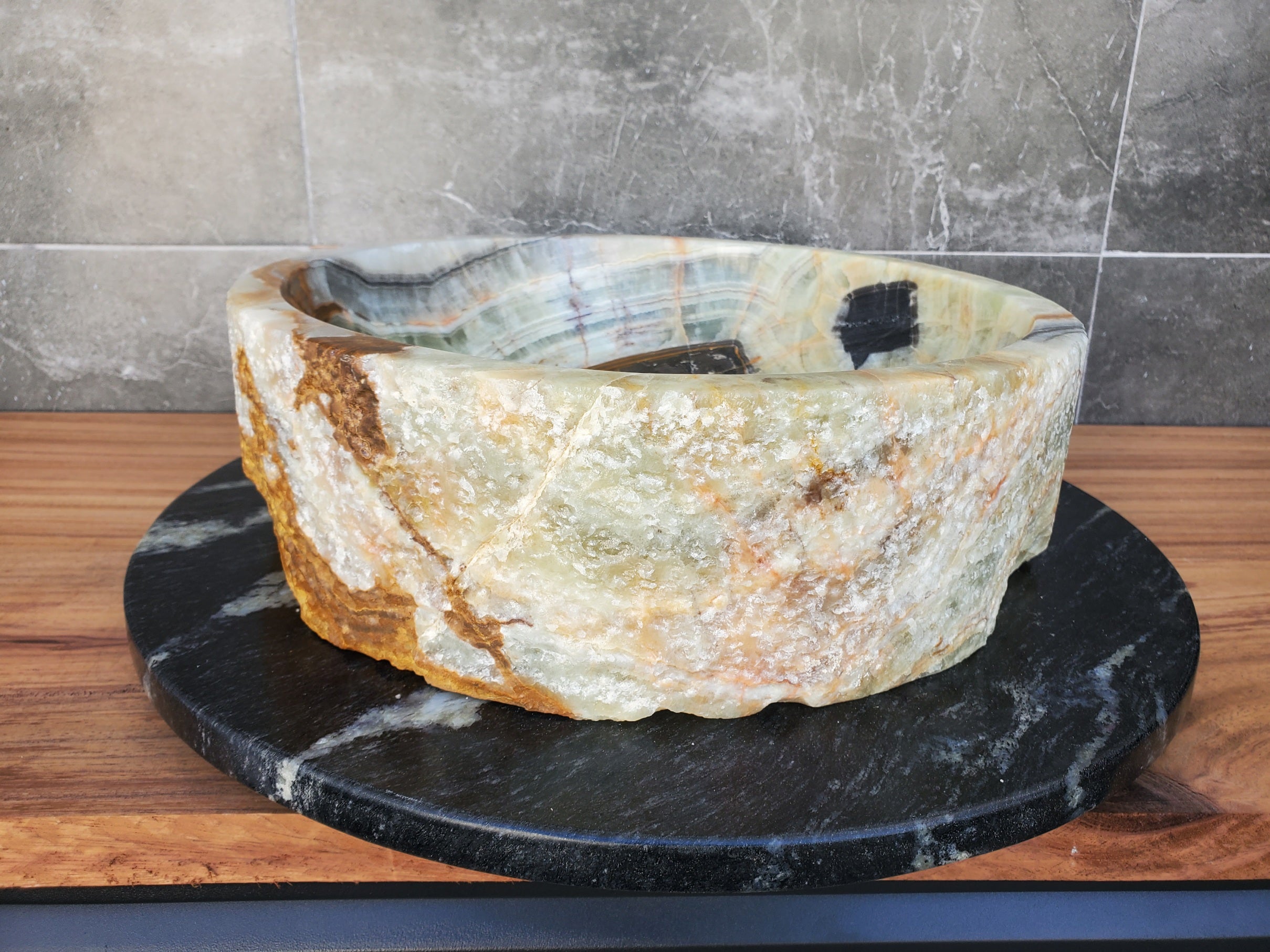 S29_28 Onyx Stone Vessel Bathroom Sink