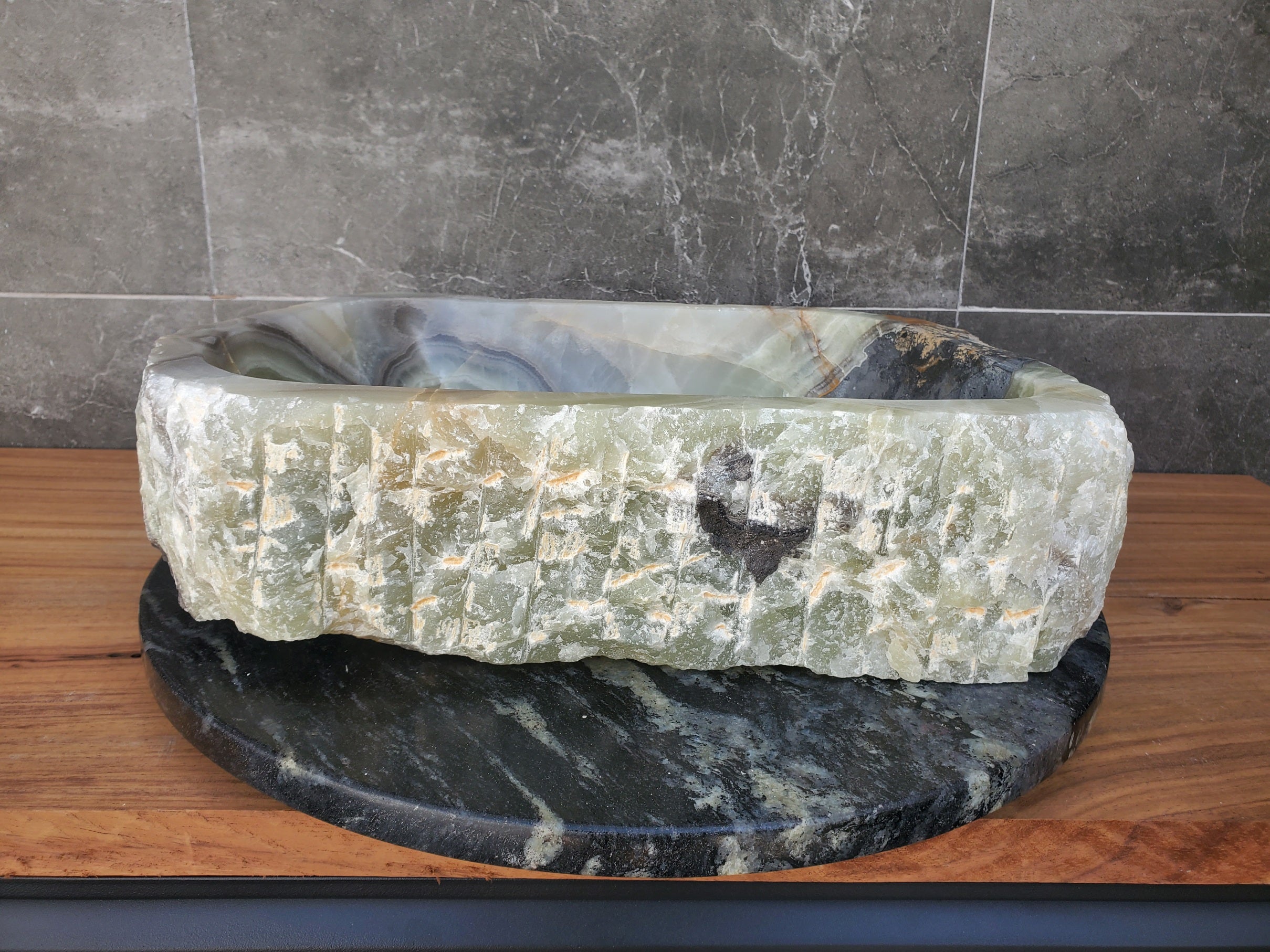 S29_32 Onyx Stone Vessel Bathroom Sink