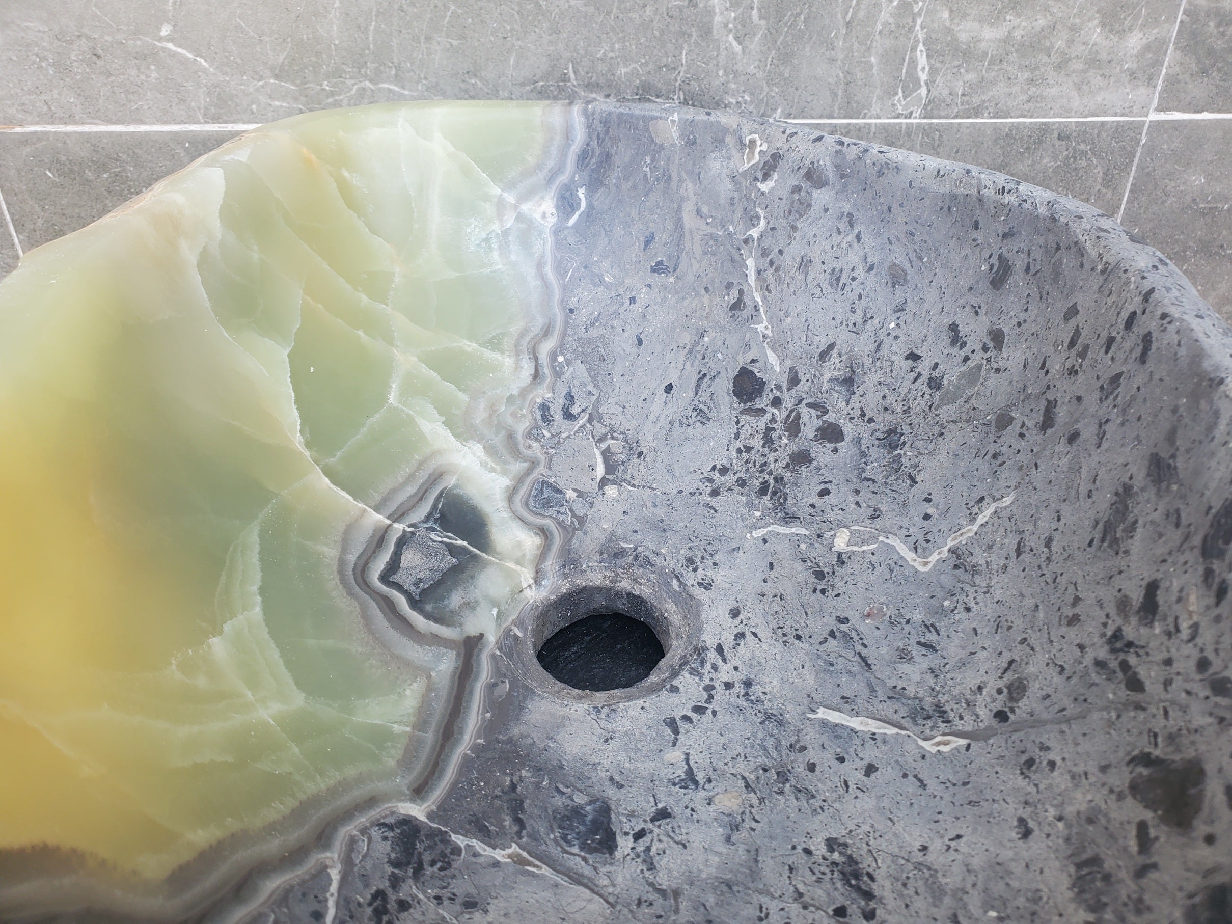 S30_20 Onyx Stone Vessel Bathroom Sink - 16.5 x 13 inch