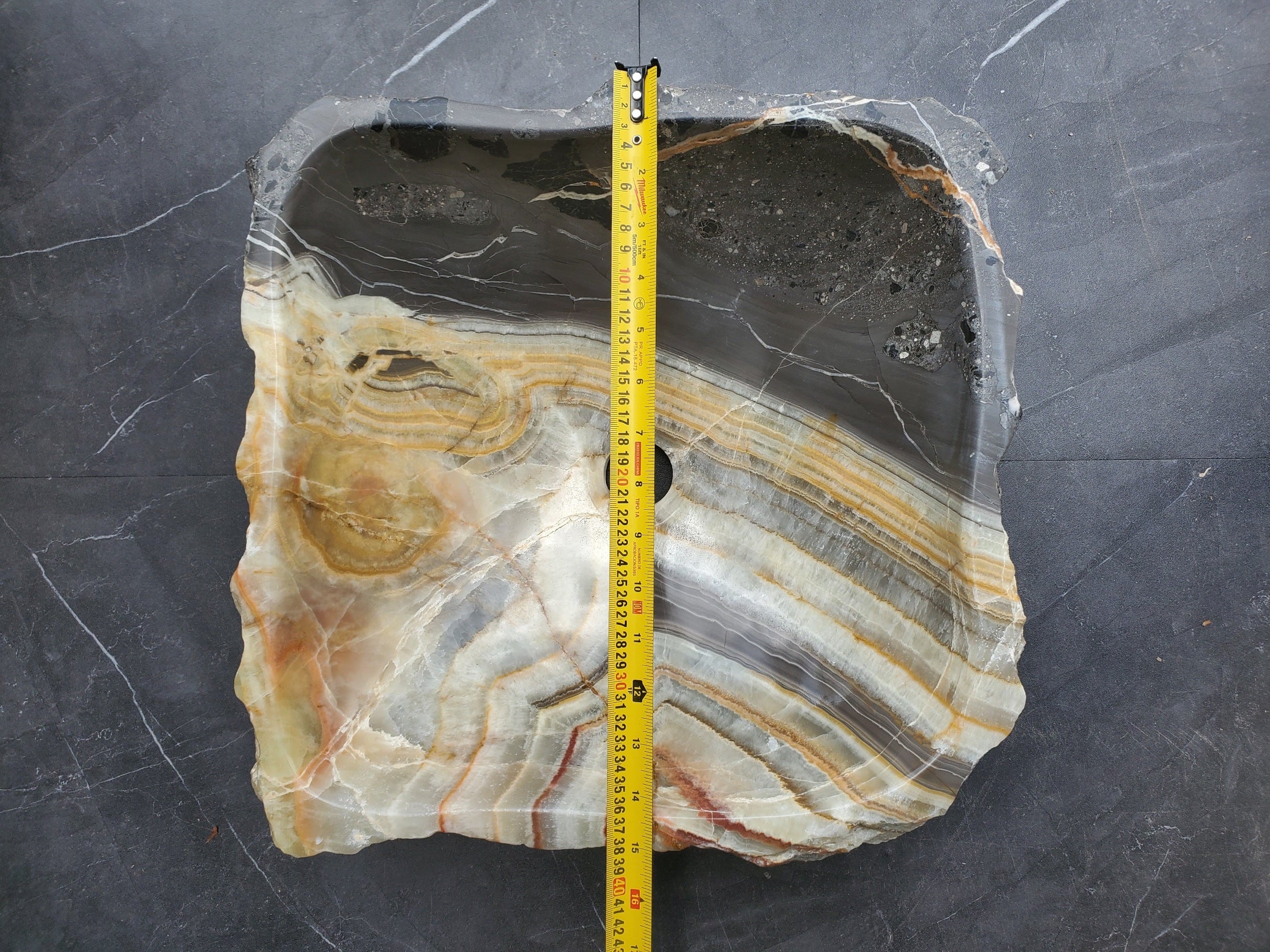 S30_25 Onyx Stone Vessel Bathroom Sink - 15 x 15 inch