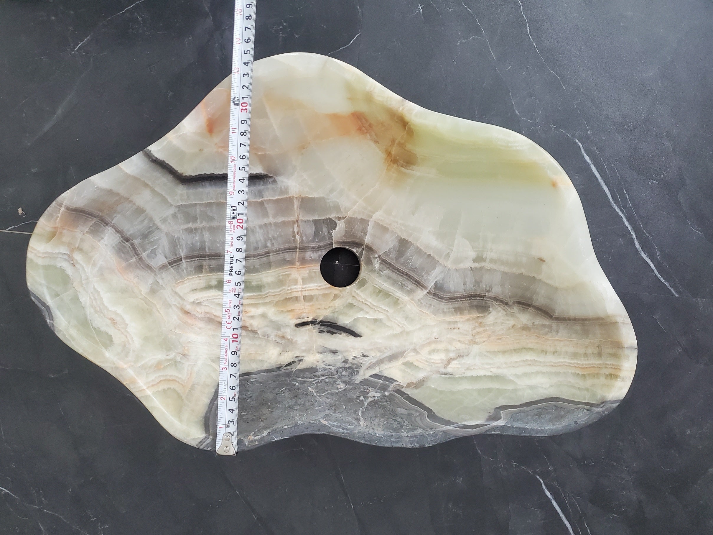 S28_10 Onyx Stone Vessel Bathroom Sink - 20 x 13 inch