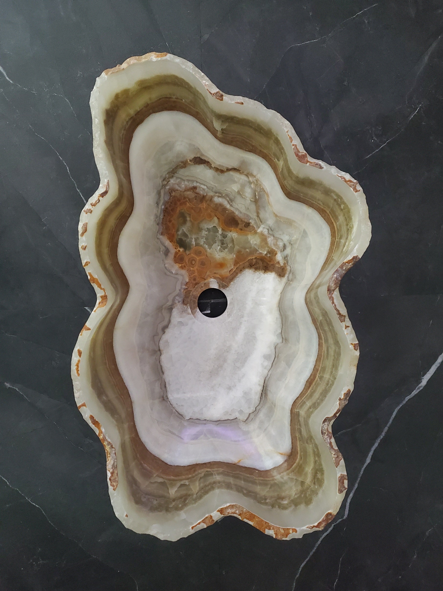 S27_21 Onyx Stone Bathroom Vessel Sink - 20 x 12 inch