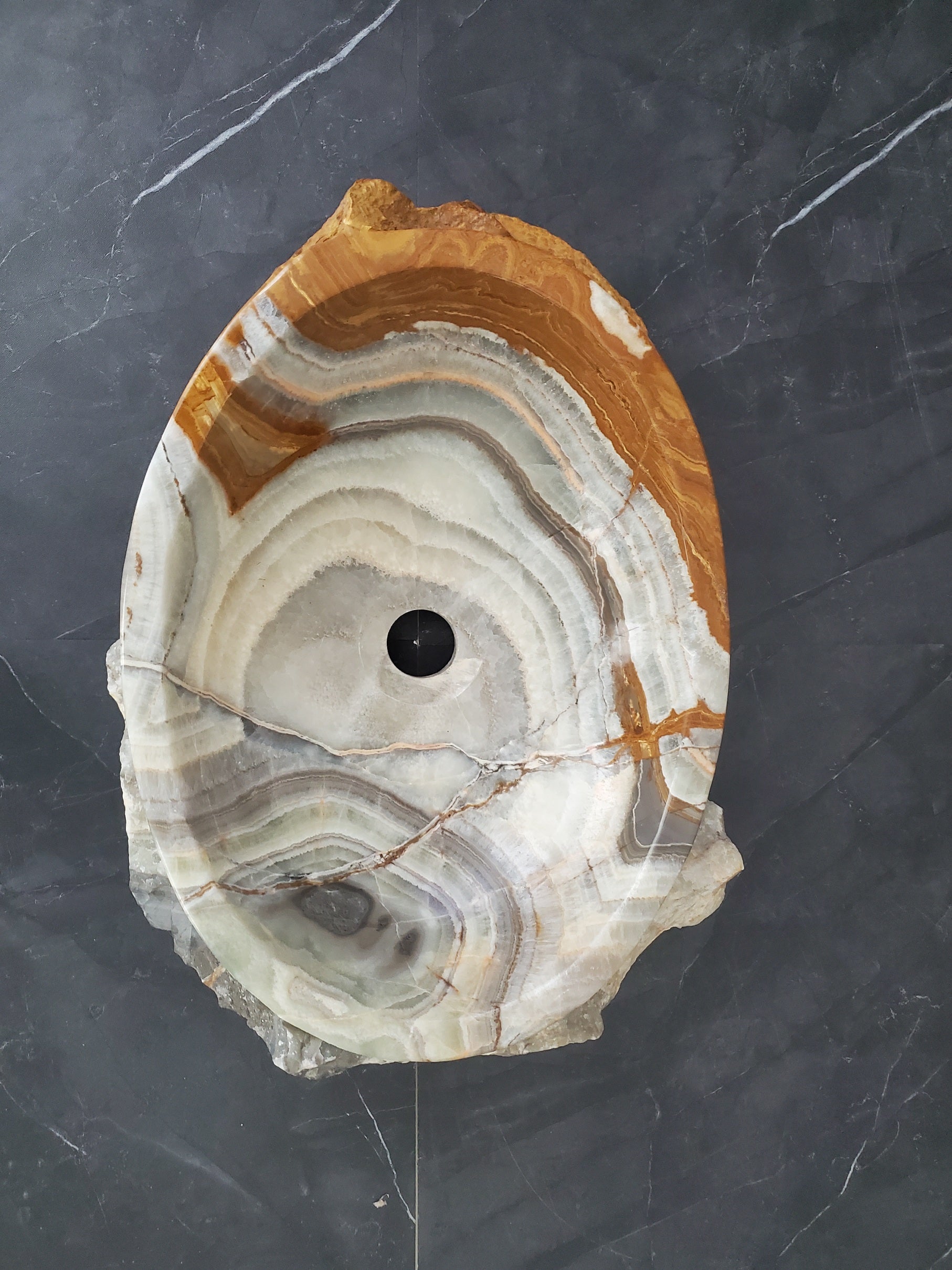 S28_11 Onyx Stone Vessel Bathroom Sink - 17 x 12.5 inch