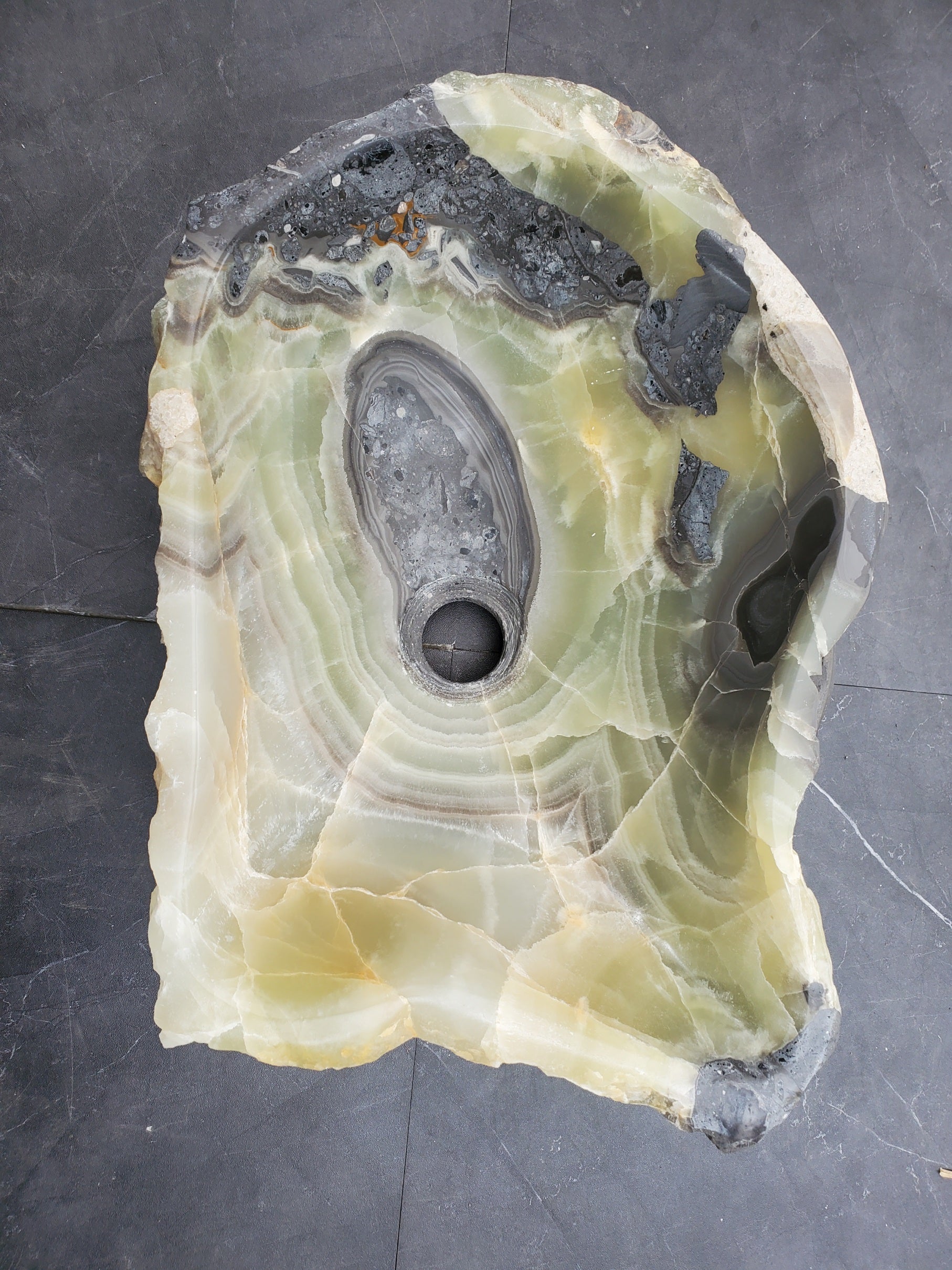 S31_25 Onyx Stone Vessel Bathroom Sink - 16 x 11.5 inch