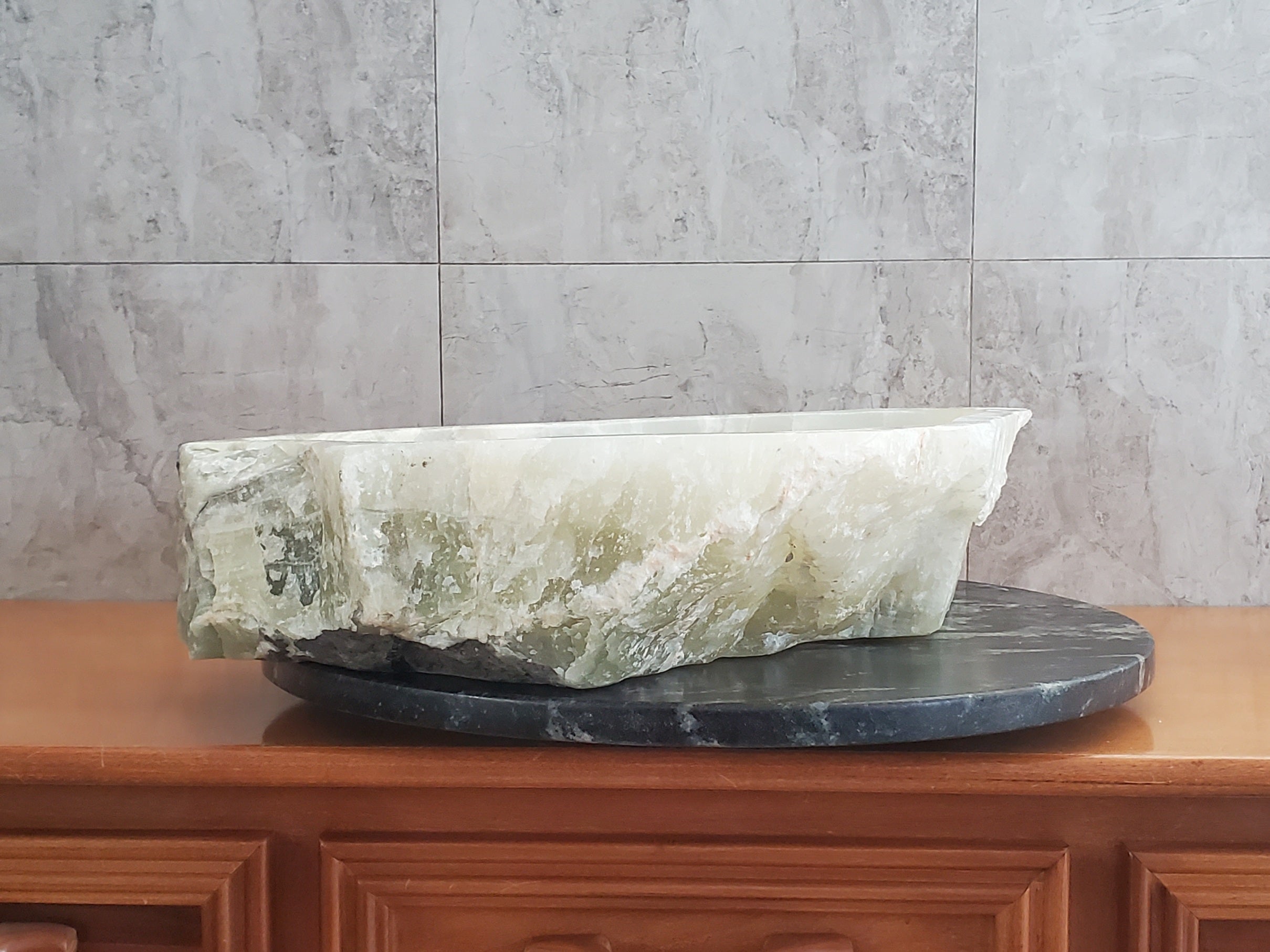 S23_32 Onyx Stone Vessel Bathroom Sink - 23 x 18 inch