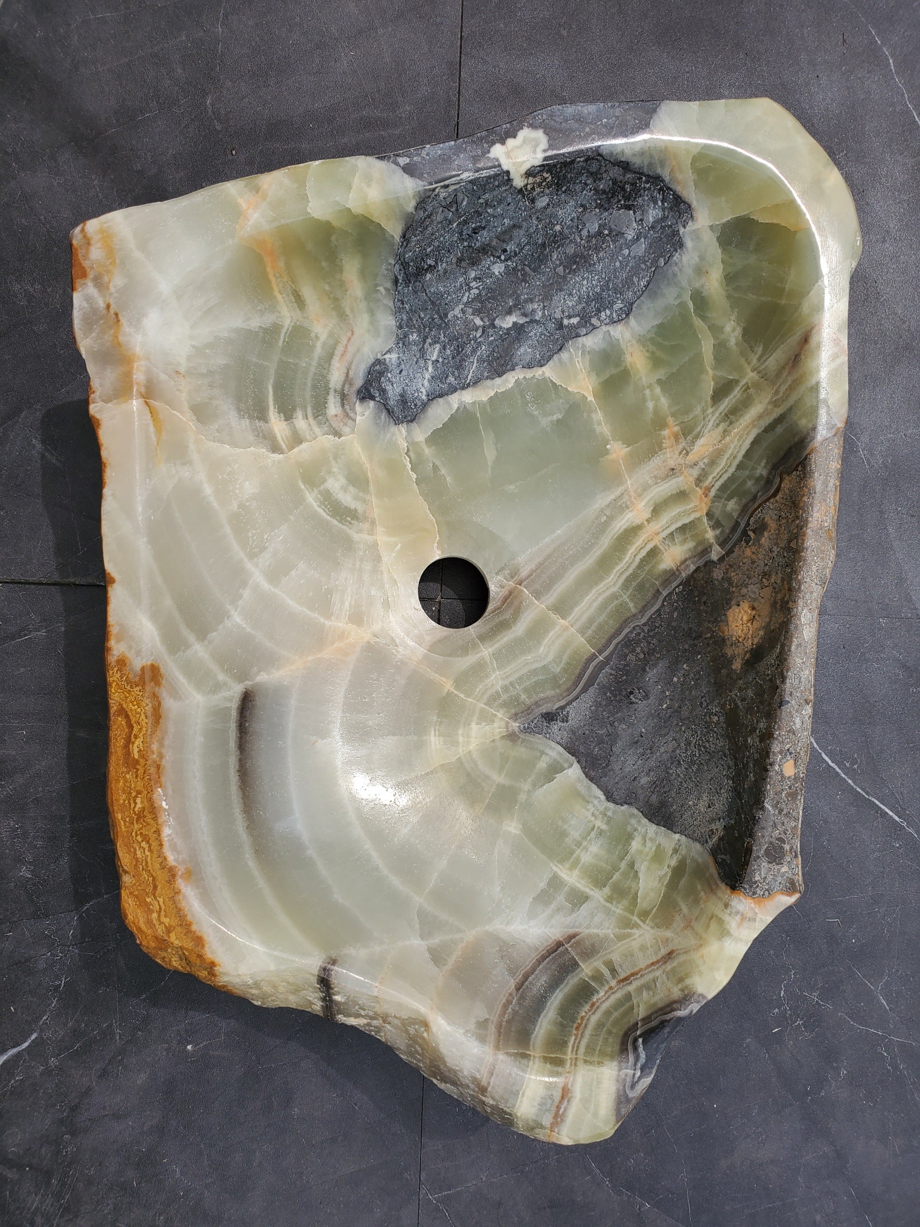 S31_23 Onyx Stone Vessel Bathroom Sink - 18 x 15 inch