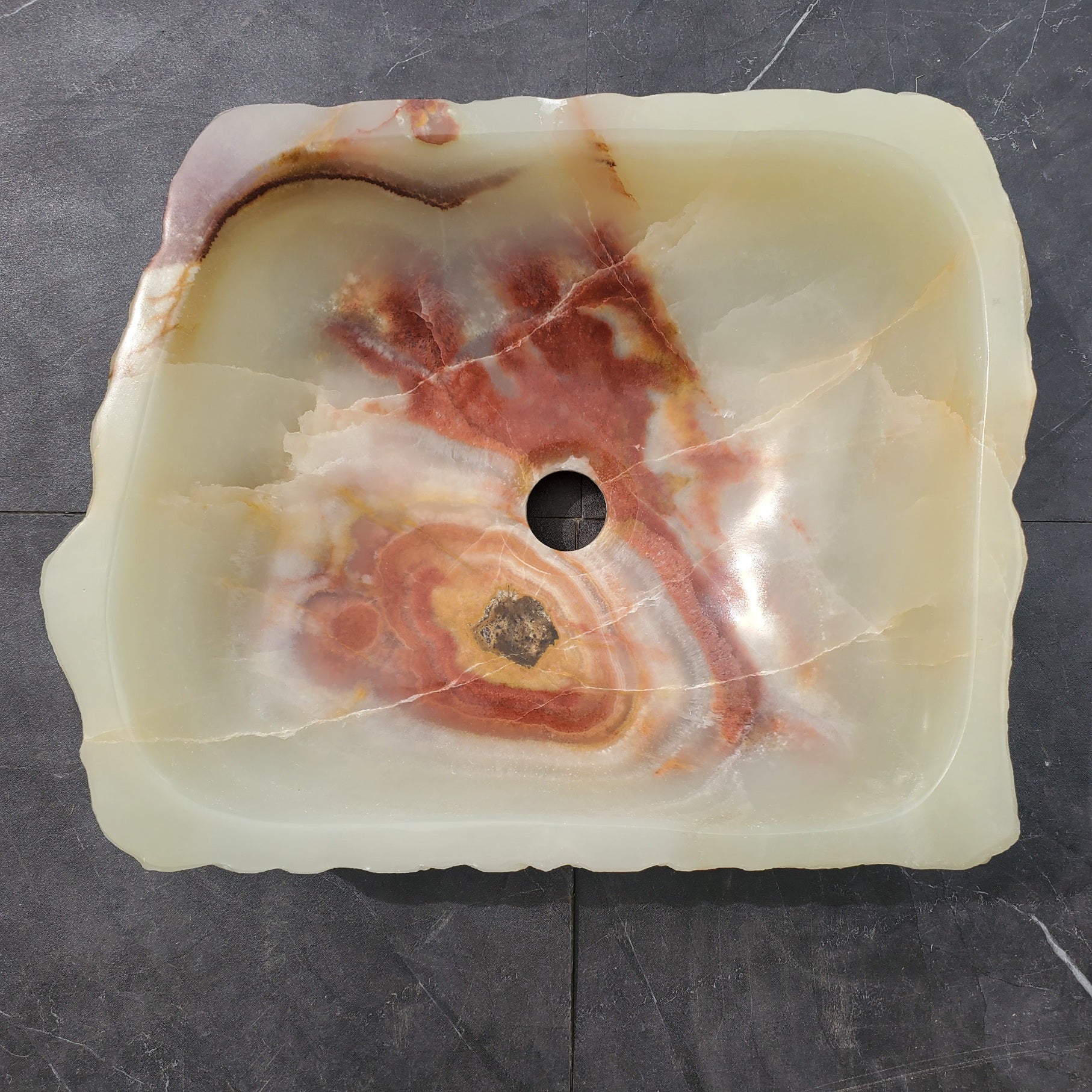 S31_20 Onyx Stone Vessel Bathroom Sink - 17.5 x 16 inch