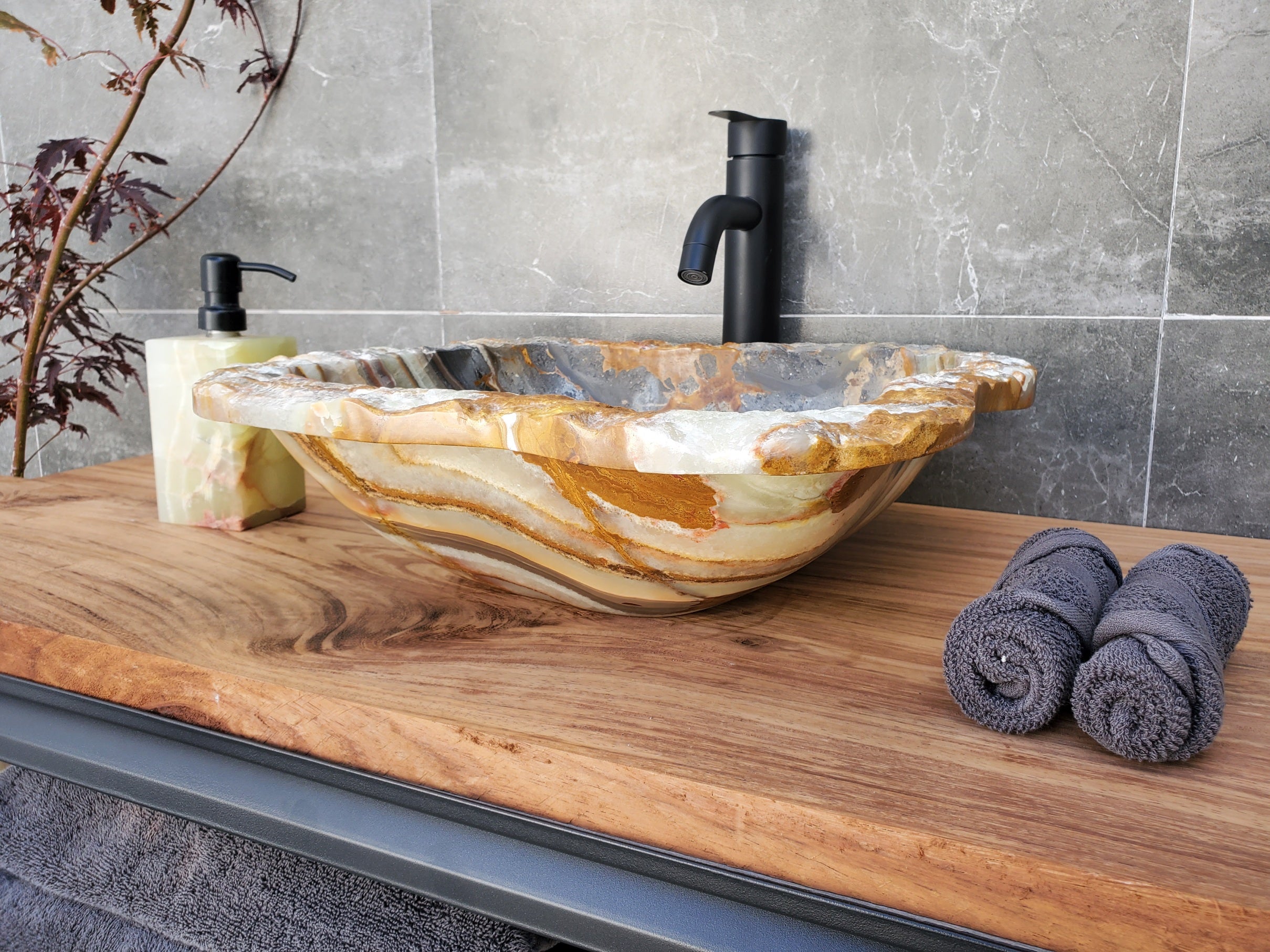 S29_15 Onyx Stone Vessel Bathroom Sink