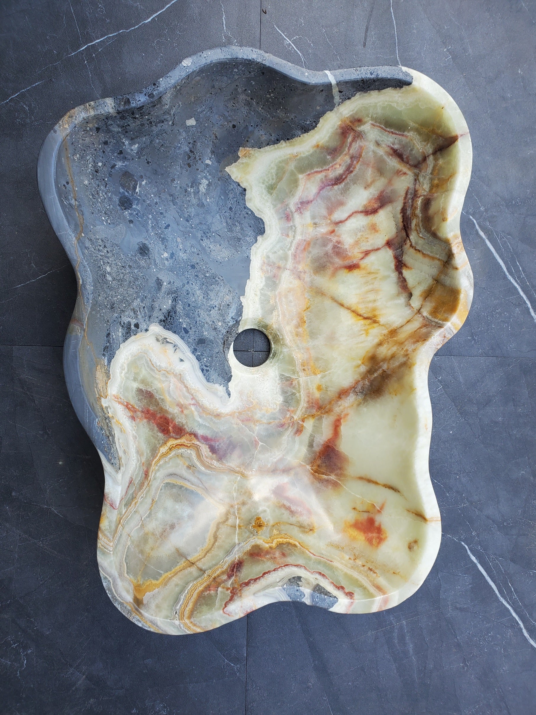 S30_18 Onyx Stone Vessel Bathroom Sink - 19 x 14 inch