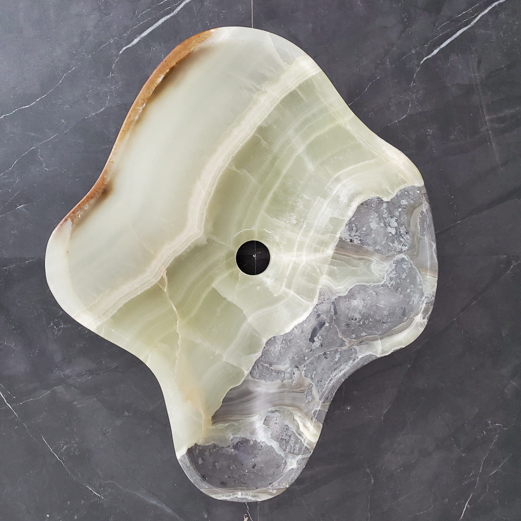 S28_07 Onyx Stone Vessel Bathroom Sink - 19.5 x 16 inch