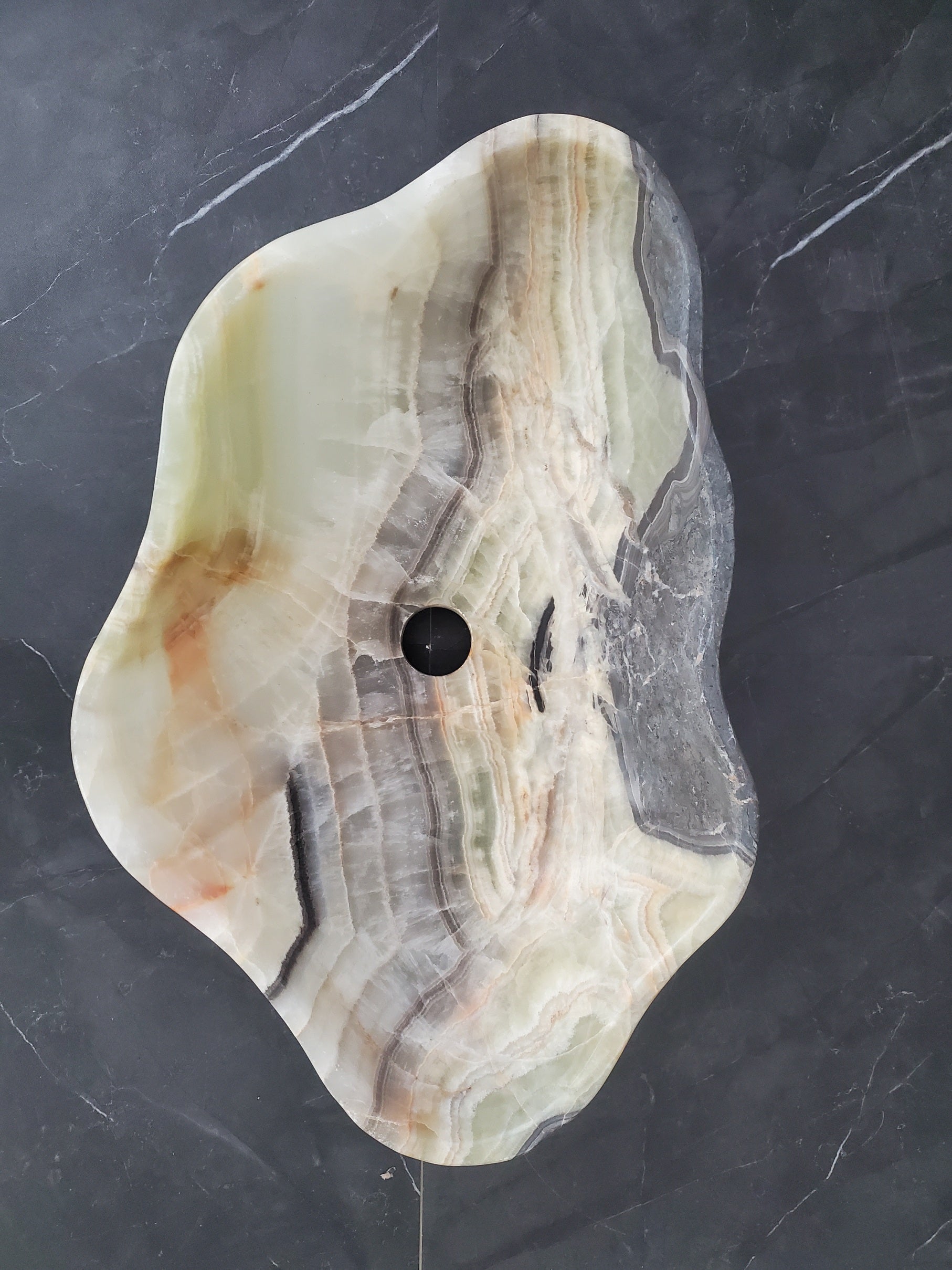 S28_10 Onyx Stone Vessel Bathroom Sink - 20 x 13 inch