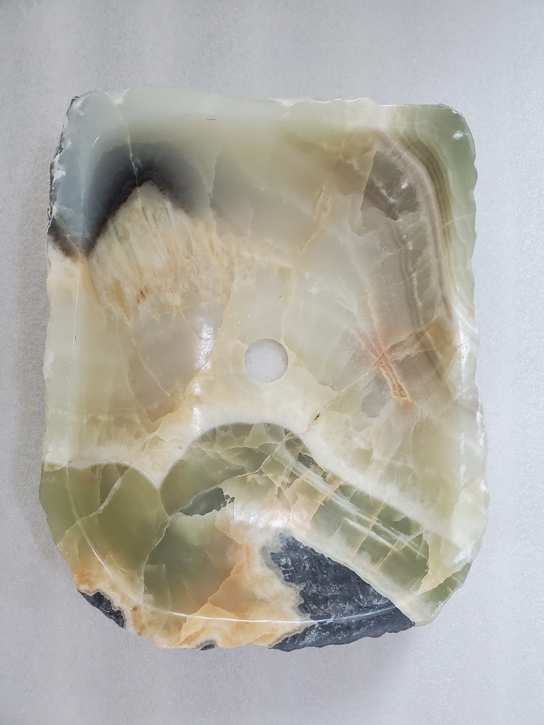S24_14 Green Onyx Stone Vessel Bathroom Sink - 17 x 13 inch